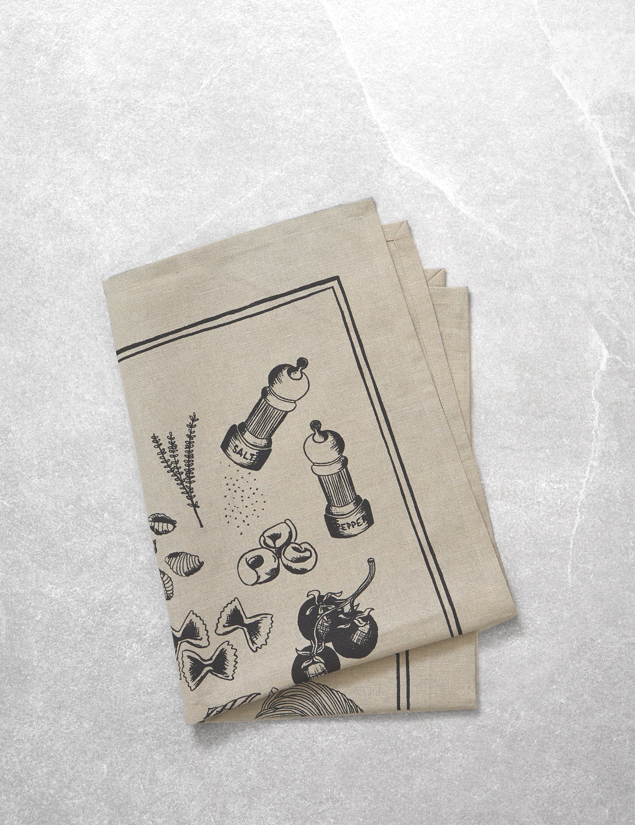 Al Dente Linen Tea Towel | Natural Black-1