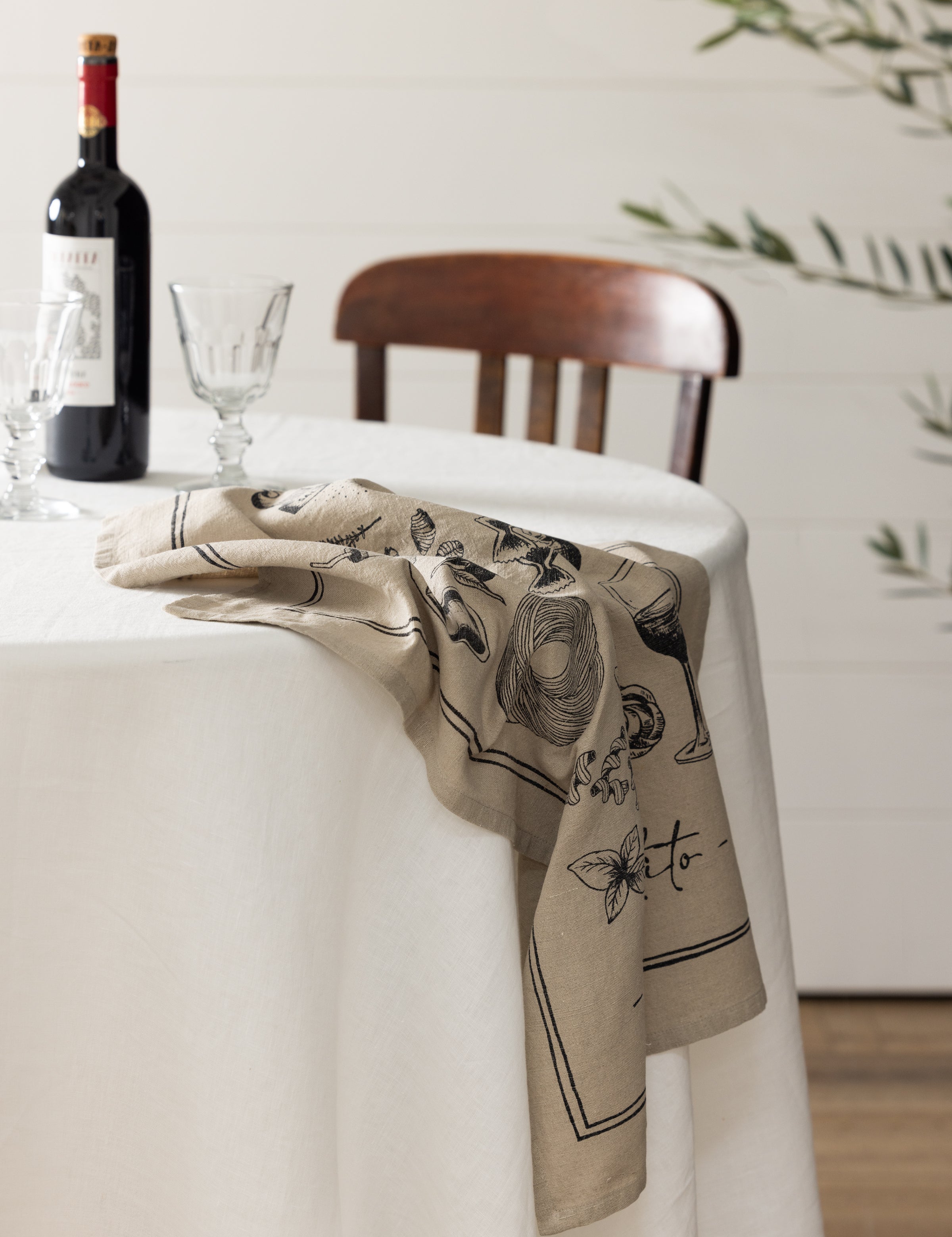 Al Dente Linen Tea Towel | Natural Black-2