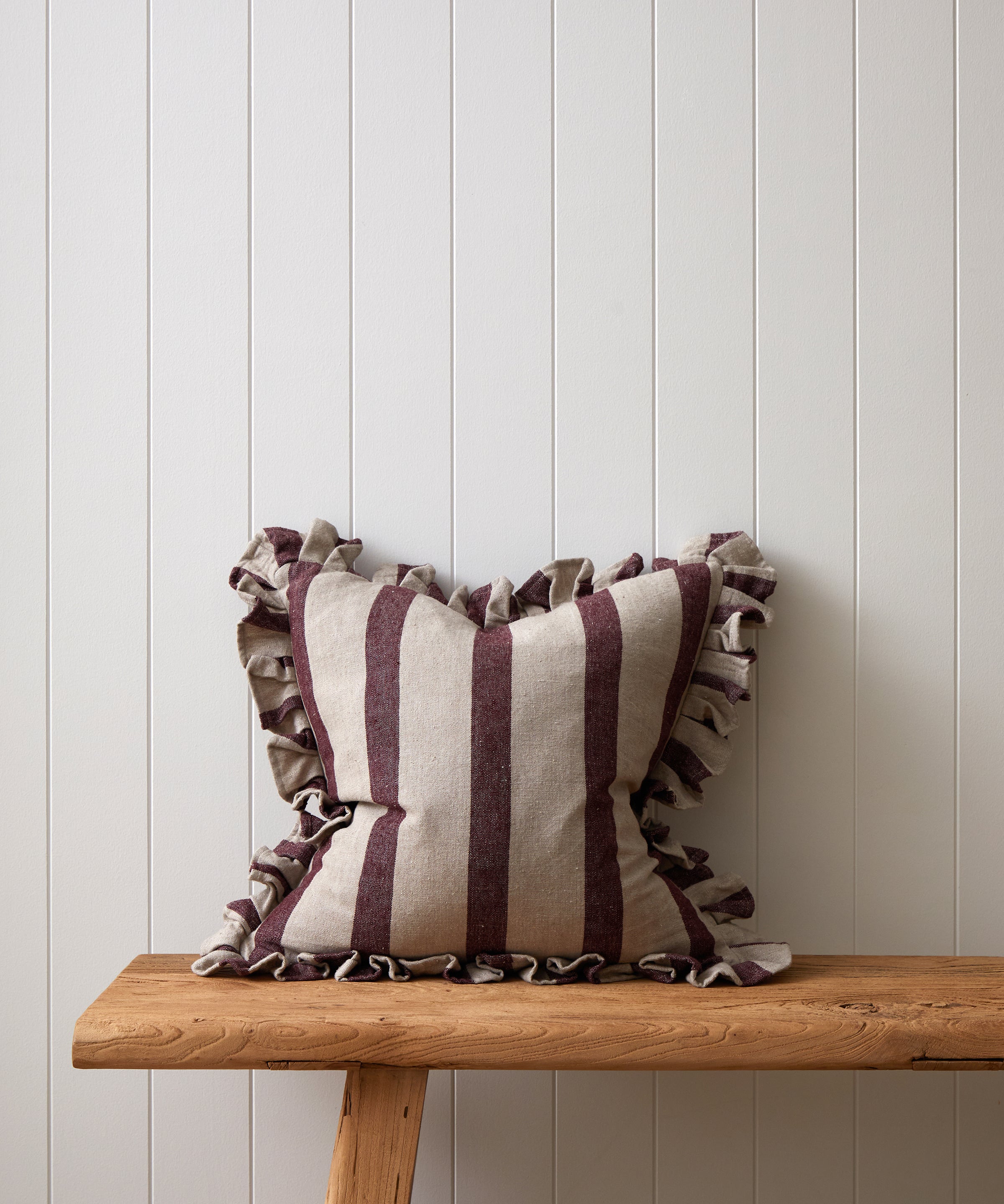 Alba Square Cushion Cover | Merlot Stripe-1