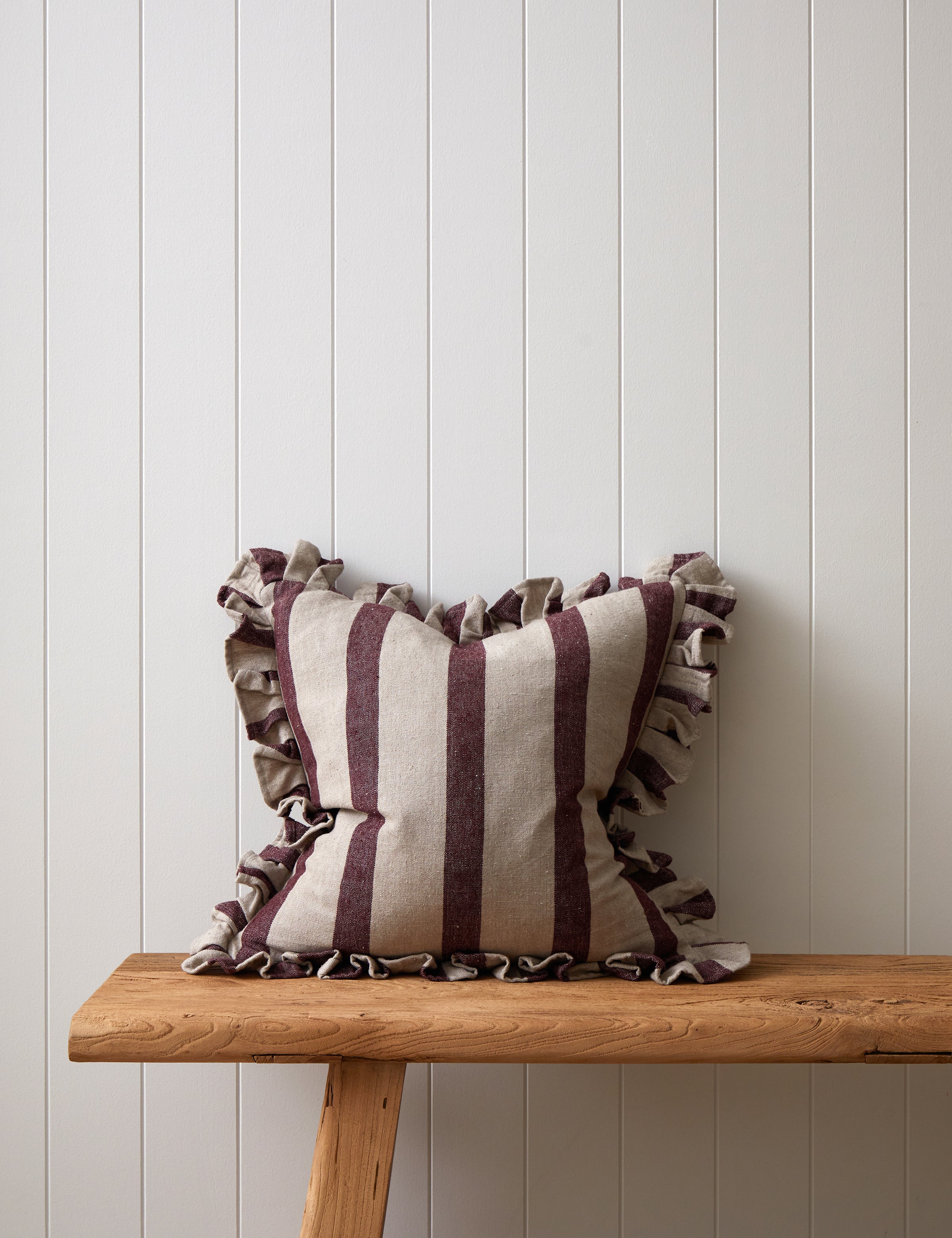 Alba Square Cushion Cover | Merlot Stripe-1