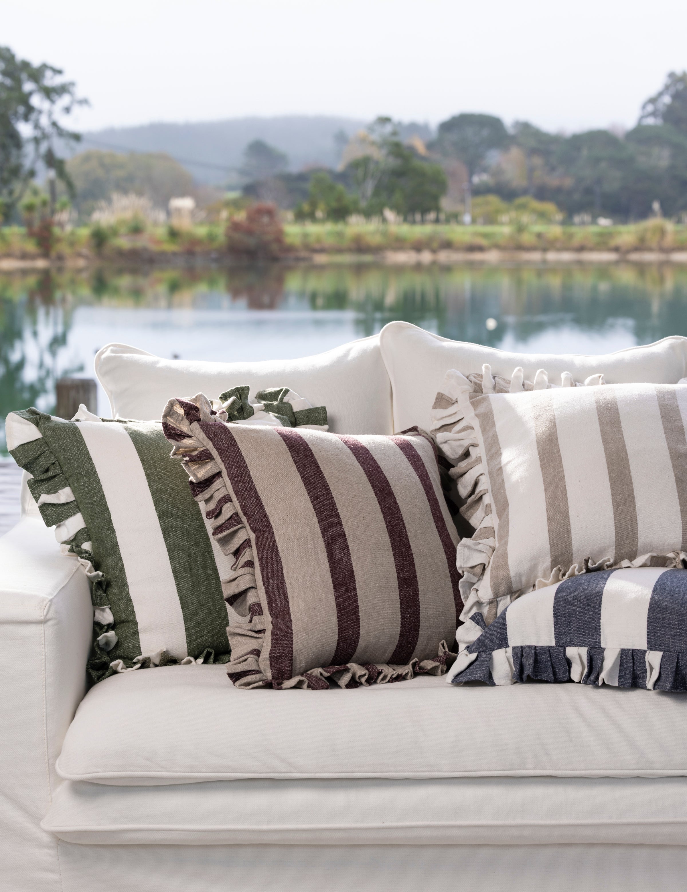 Alba Square Cushion Cover | Merlot Stripe-2