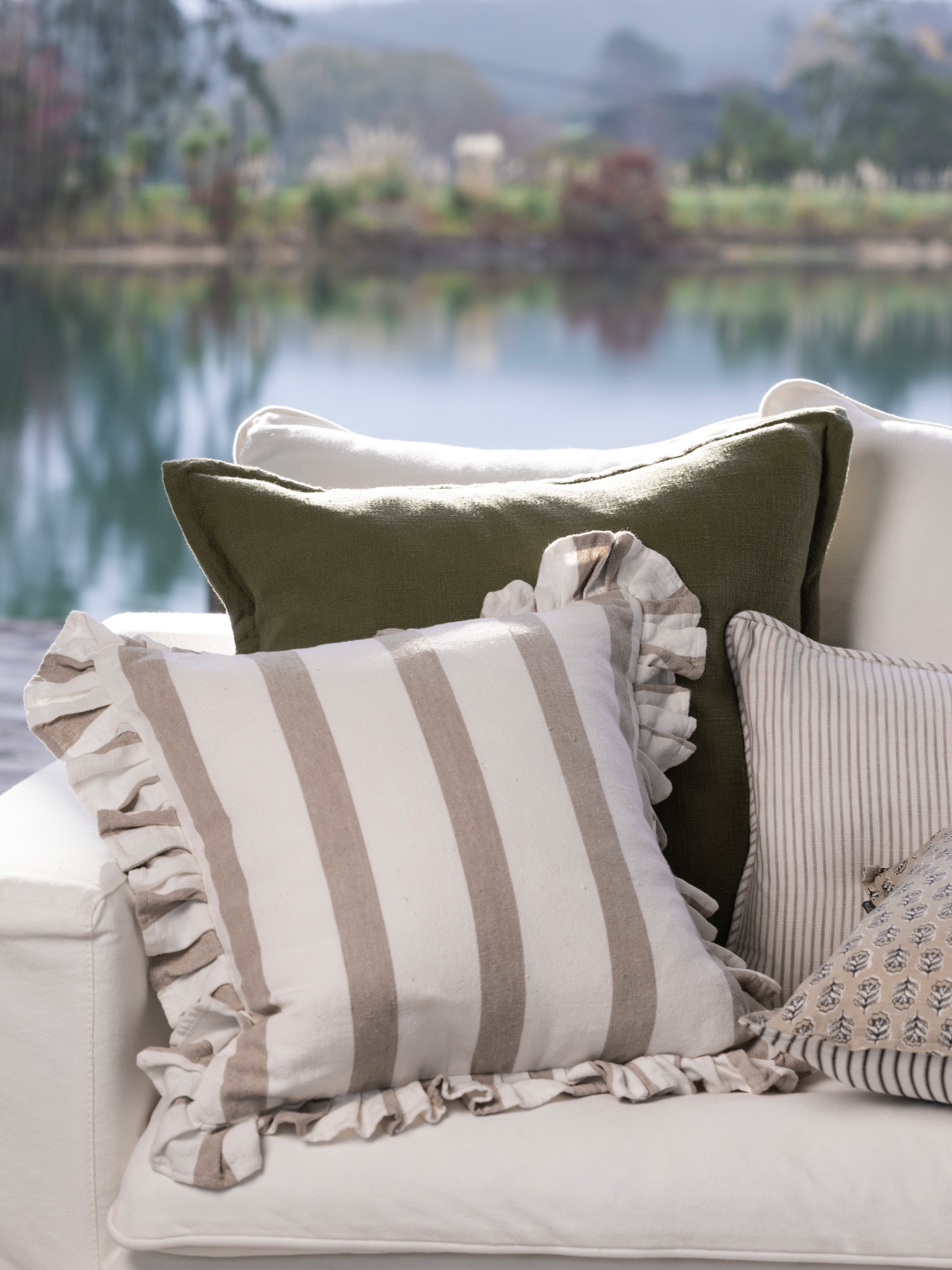 Alba Square Cushion Cover | Natural Stripe-3