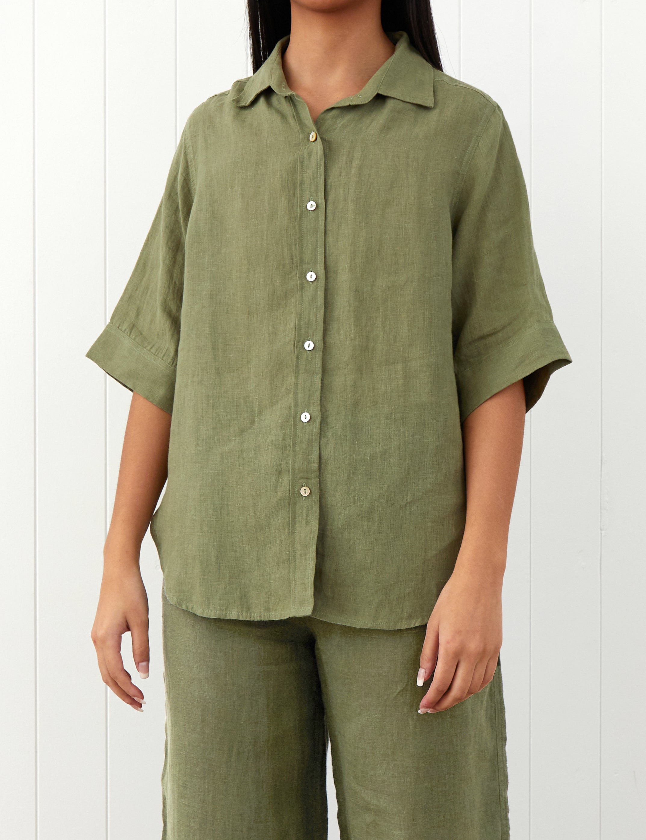 Amalfi Linen Shirt | Cactus-1