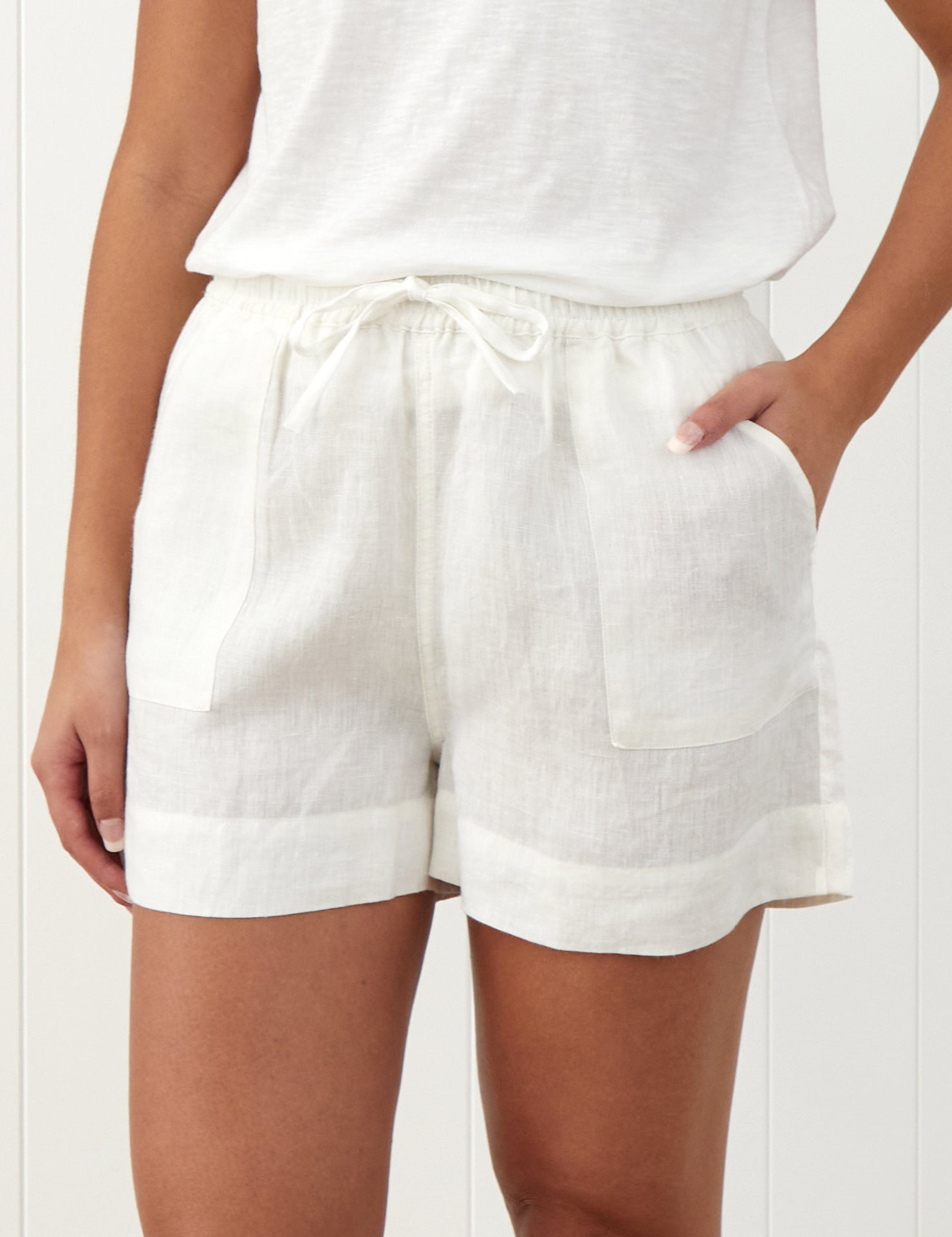 Amalfi Linen Shorts | White-3