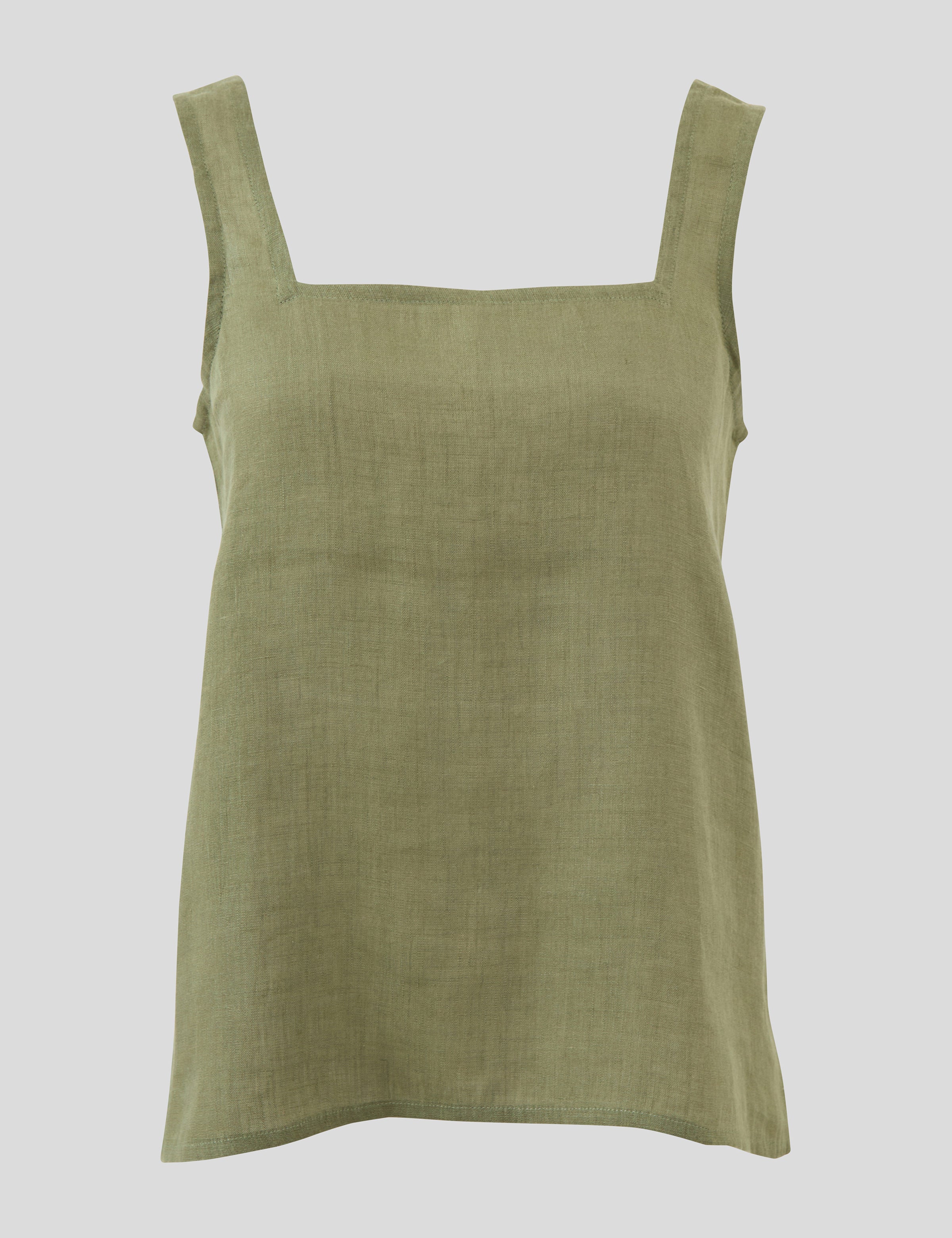 Amalfi Linen Singlet Top | Cactus-2