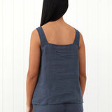 Amalfi Linen Singlet Top | Ink-4