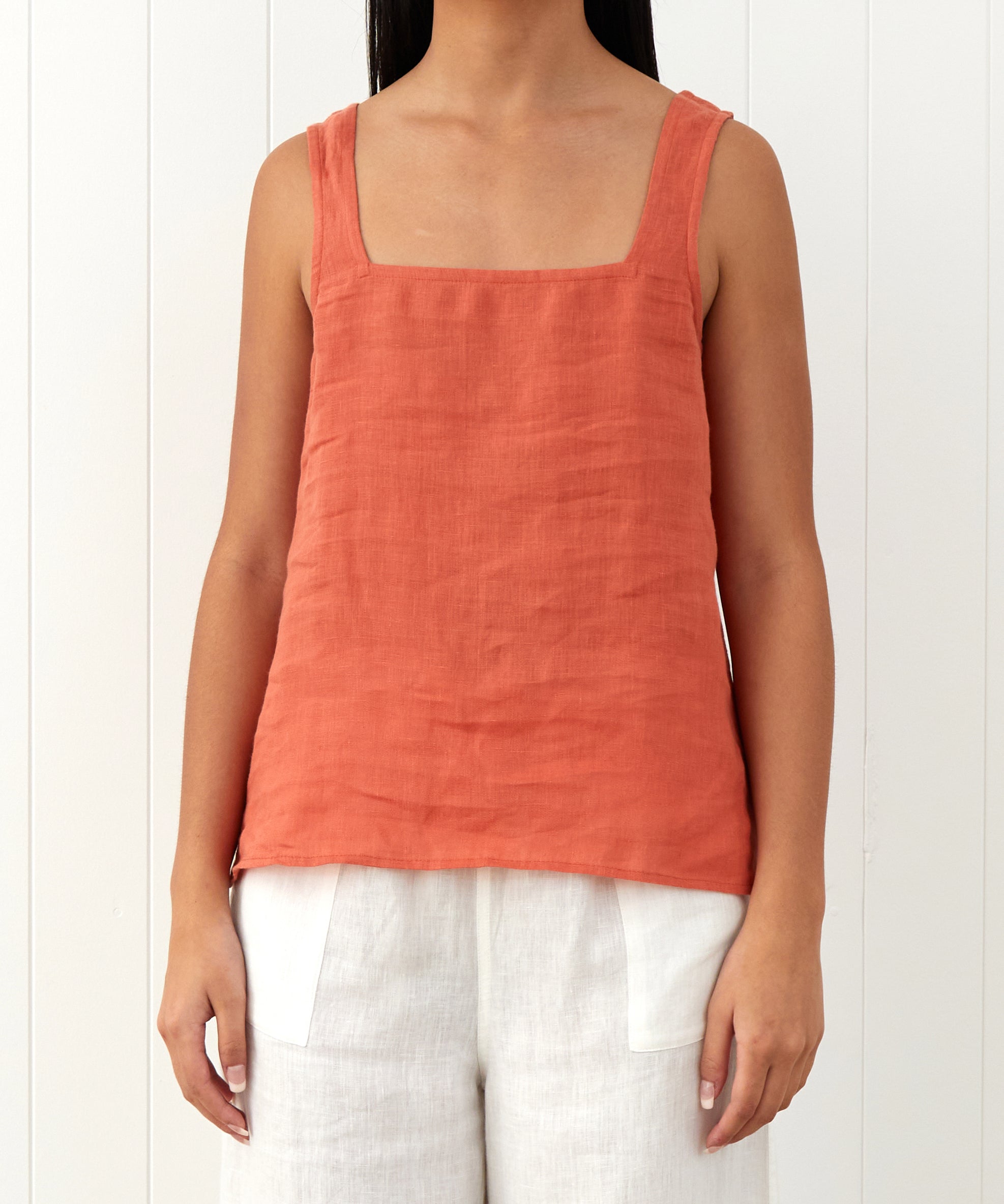 Amalfi Linen Singlet Top | Sunset-1