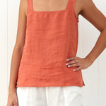 Amalfi Linen Singlet Top | Sunset-3