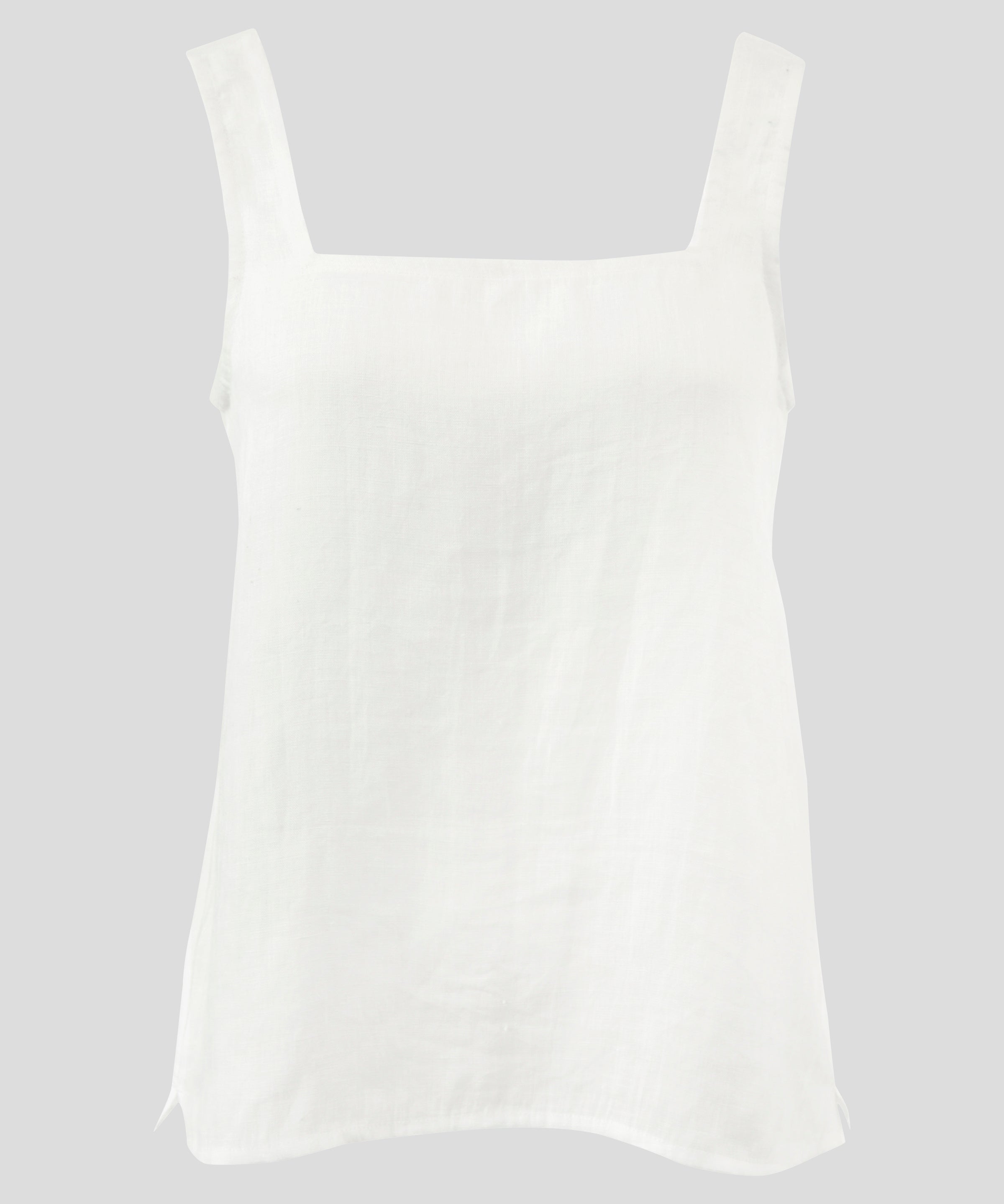 Amalfi Linen Singlet Top | White-2