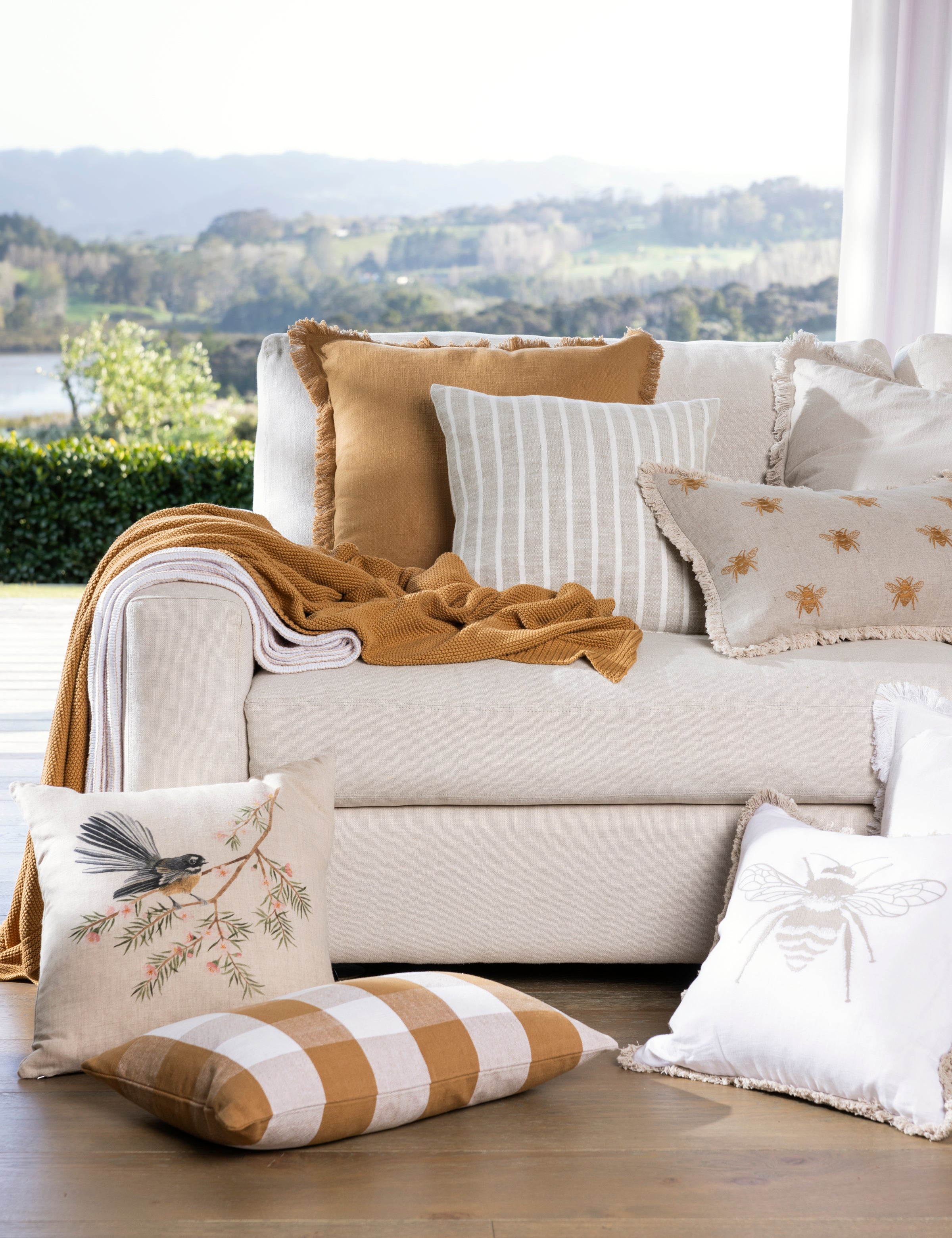 Anderson Square Cushion Cover | Natural Stripe-2