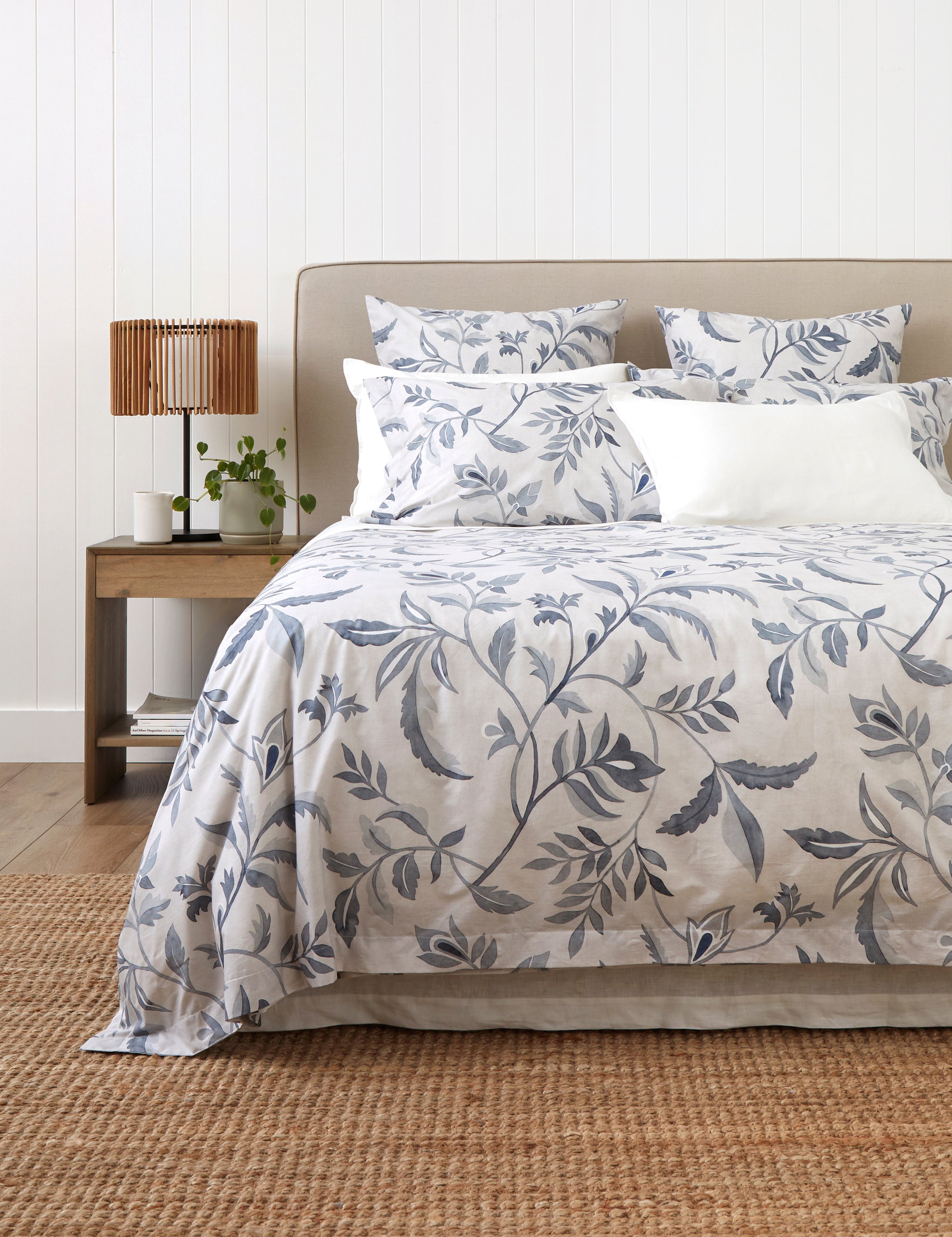 Antoinette Duvet Cover Set | Blue Leaf-1