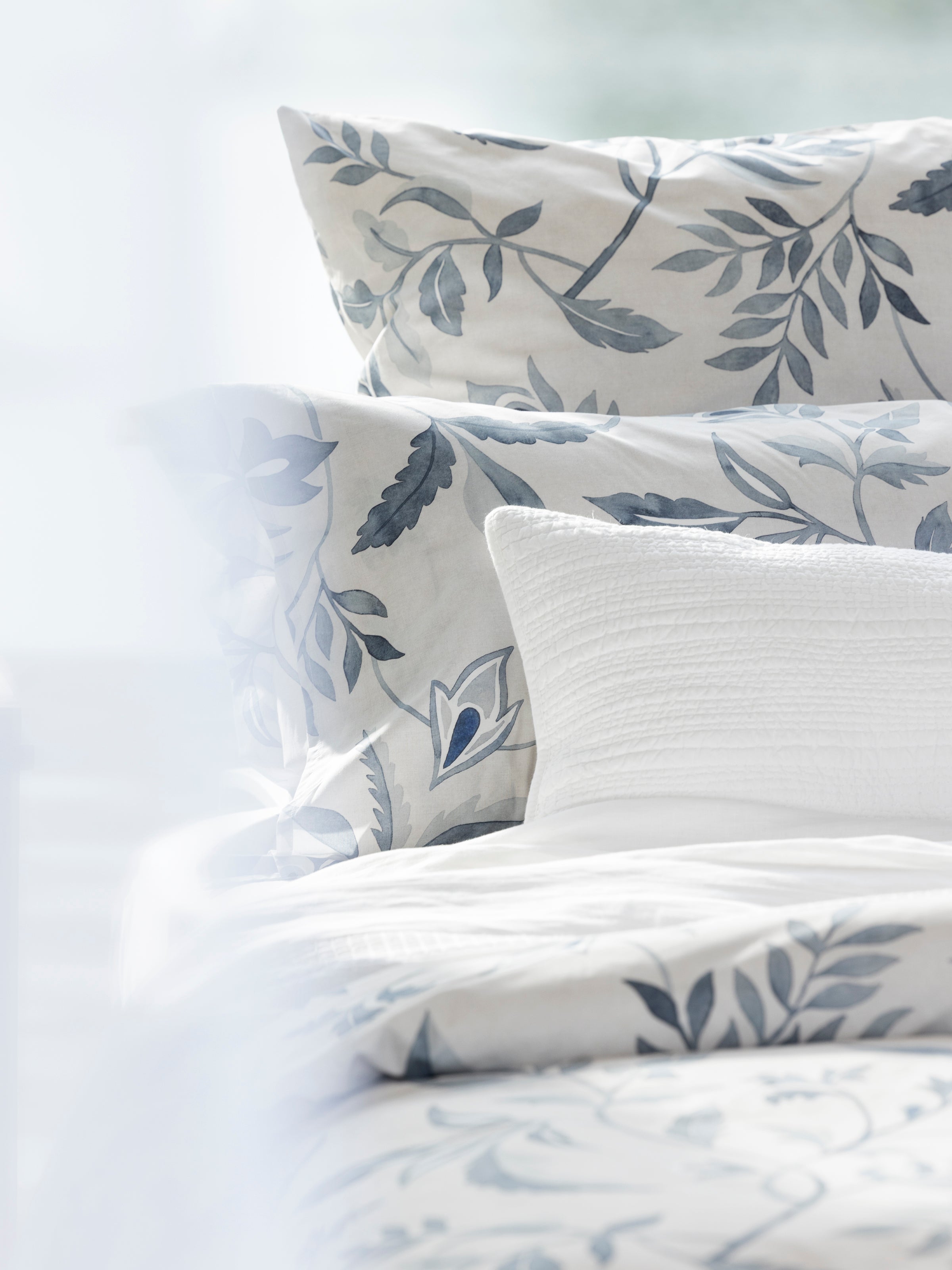 Antoinette European Pillowcase | Blue Leaf-2