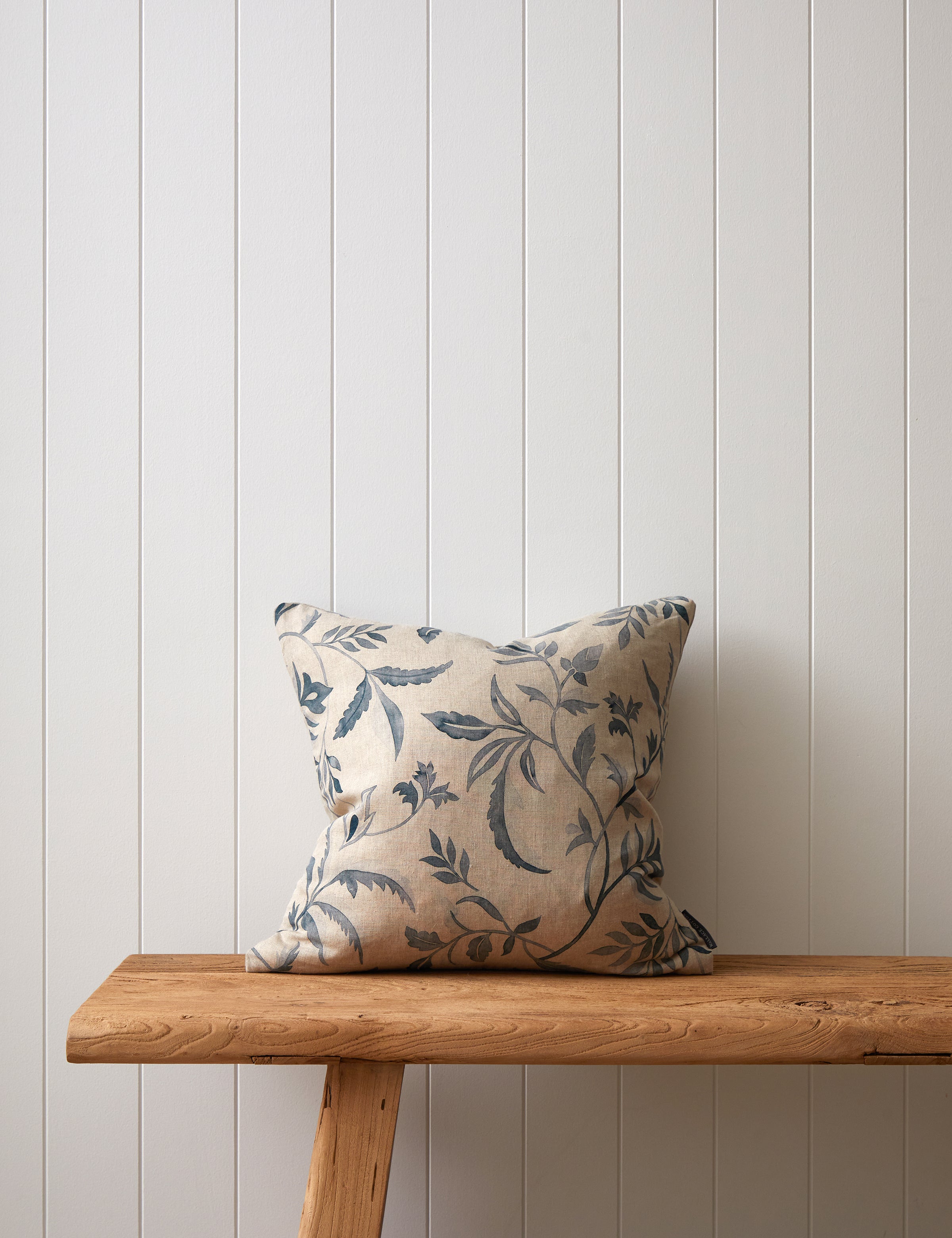 Antoinette Square Cushion Cover | Blue Leaf-1