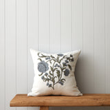 Arabella Embroidered Square Cushion Cover | Blue Floral-1