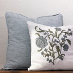Arabella Embroidered Square Cushion Cover | Blue Floral-2