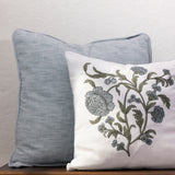 Arabella Embroidered Square Cushion Cover | Blue Floral-2