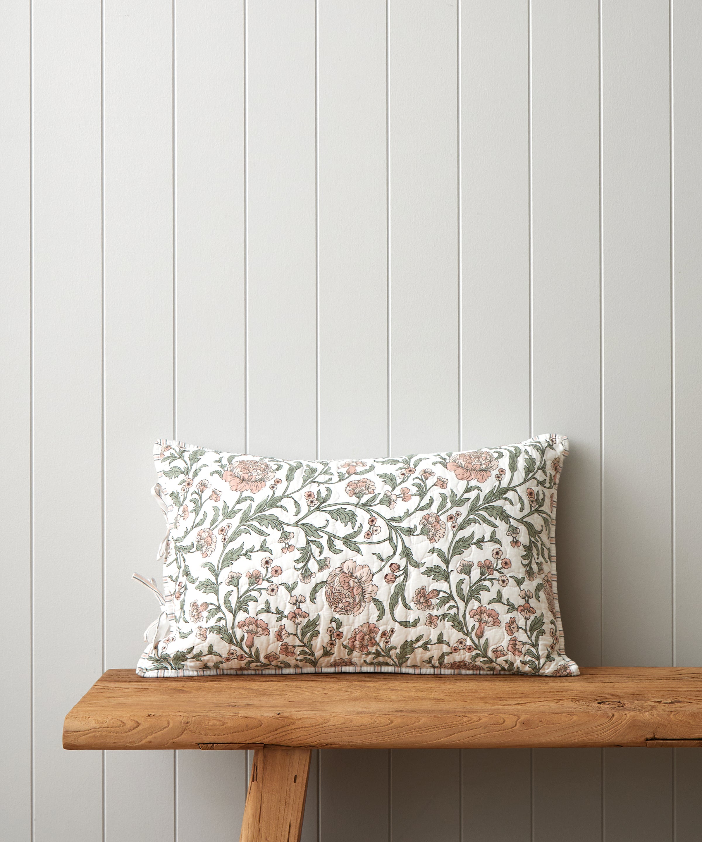 Arabella Quilted Rectangle Cushion Cover | Floral-1