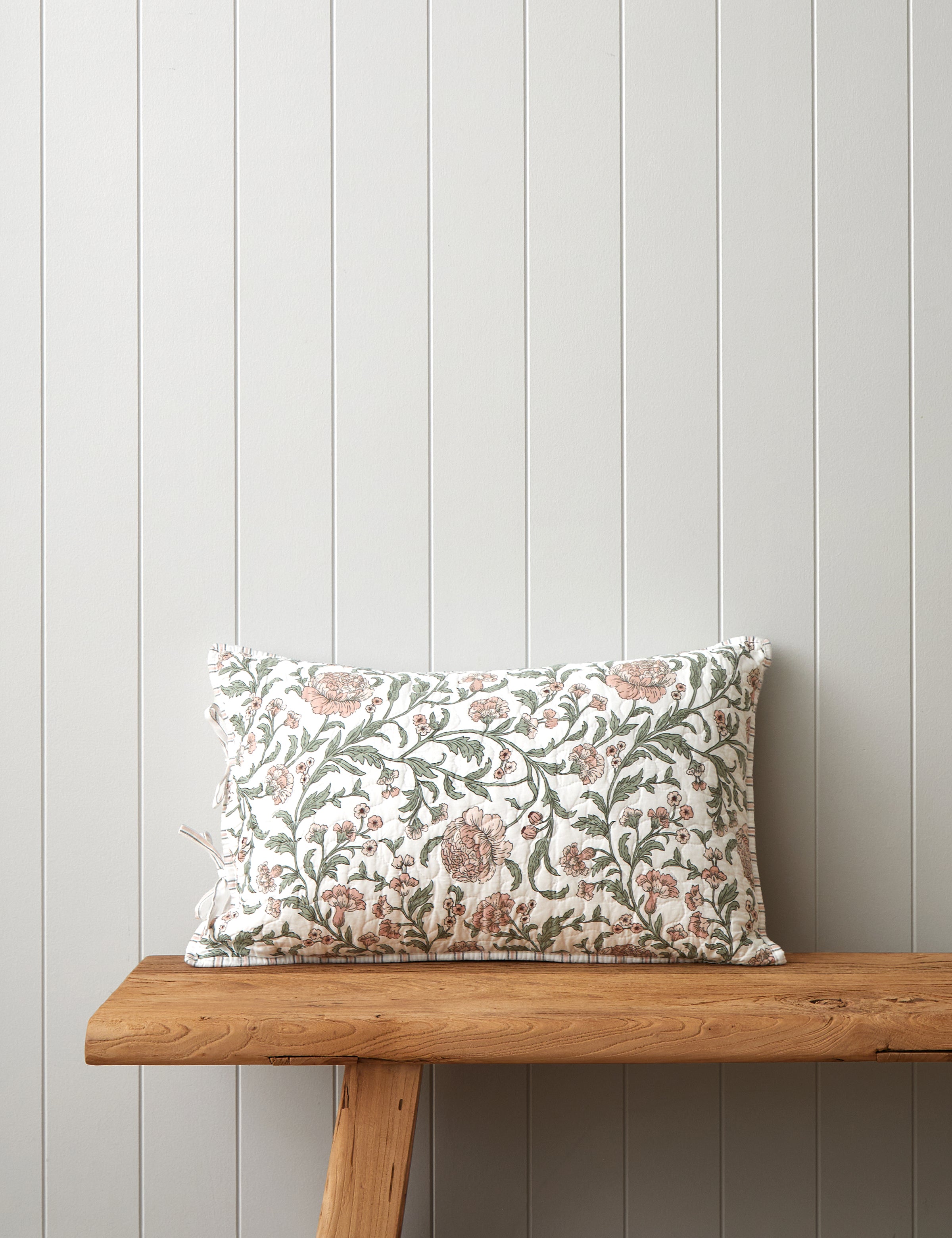 Arabella Quilted Rectangle Cushion Cover | Floral-1