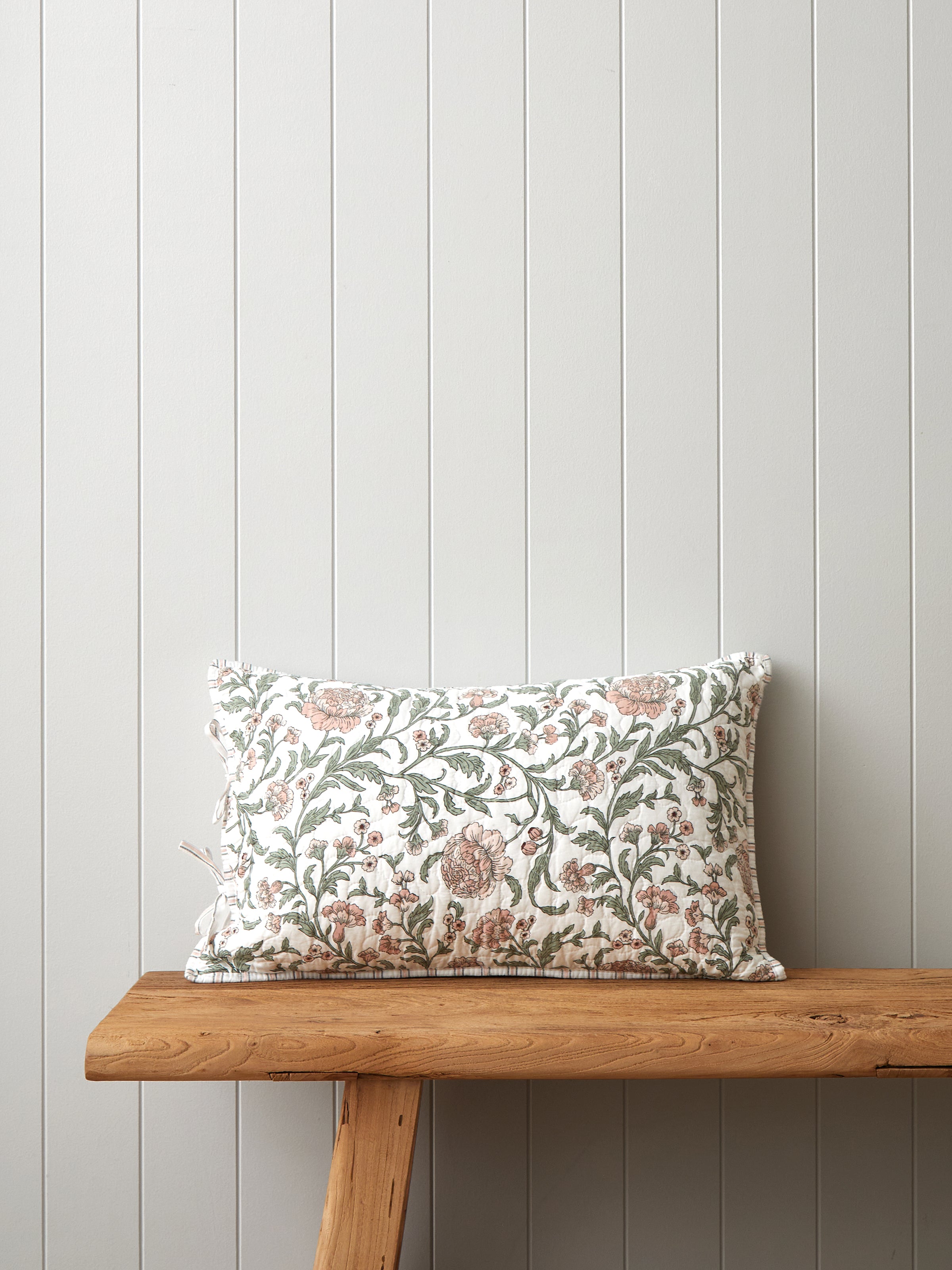 Arabella Quilted Rectangle Cushion Cover | Floral-1