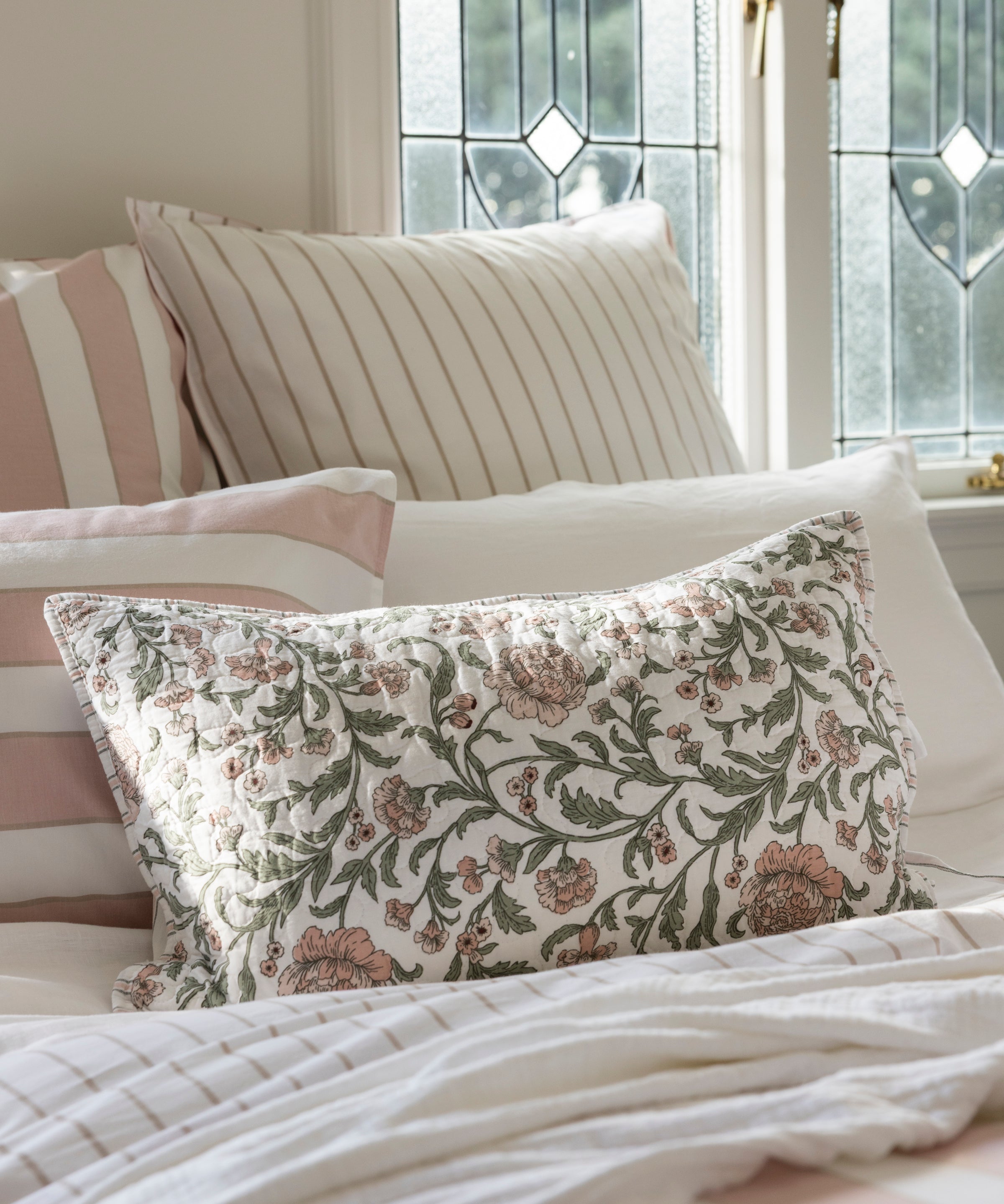 Arabella Quilted Rectangle Cushion Cover | Floral-2