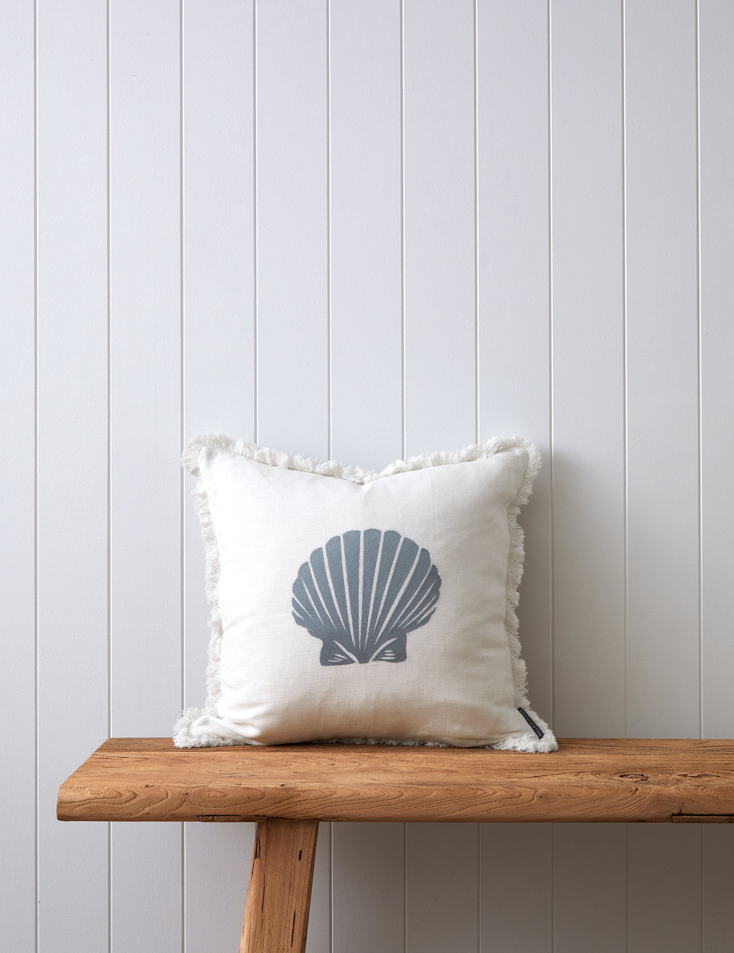 Atlantis Embroidered Square Cushion Cover | Blue White-1