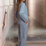 August Organic Cotton Knit PJ Shirt | Blue Gingham-3