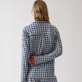 August Organic Cotton Knit PJ Shirt | Blue Gingham-4