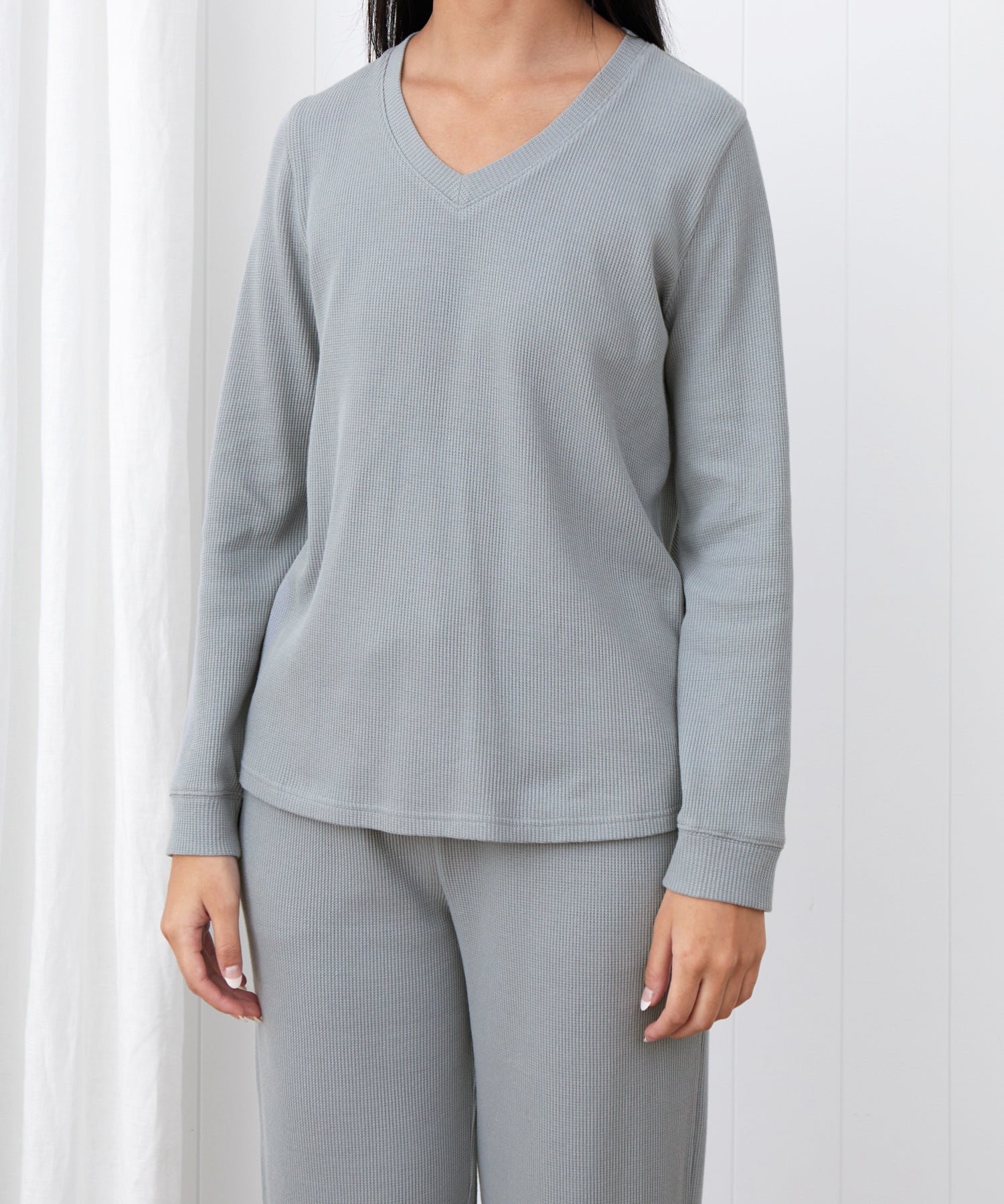 Balance Waffle Knit Long Sleeve Tee | Mist-1