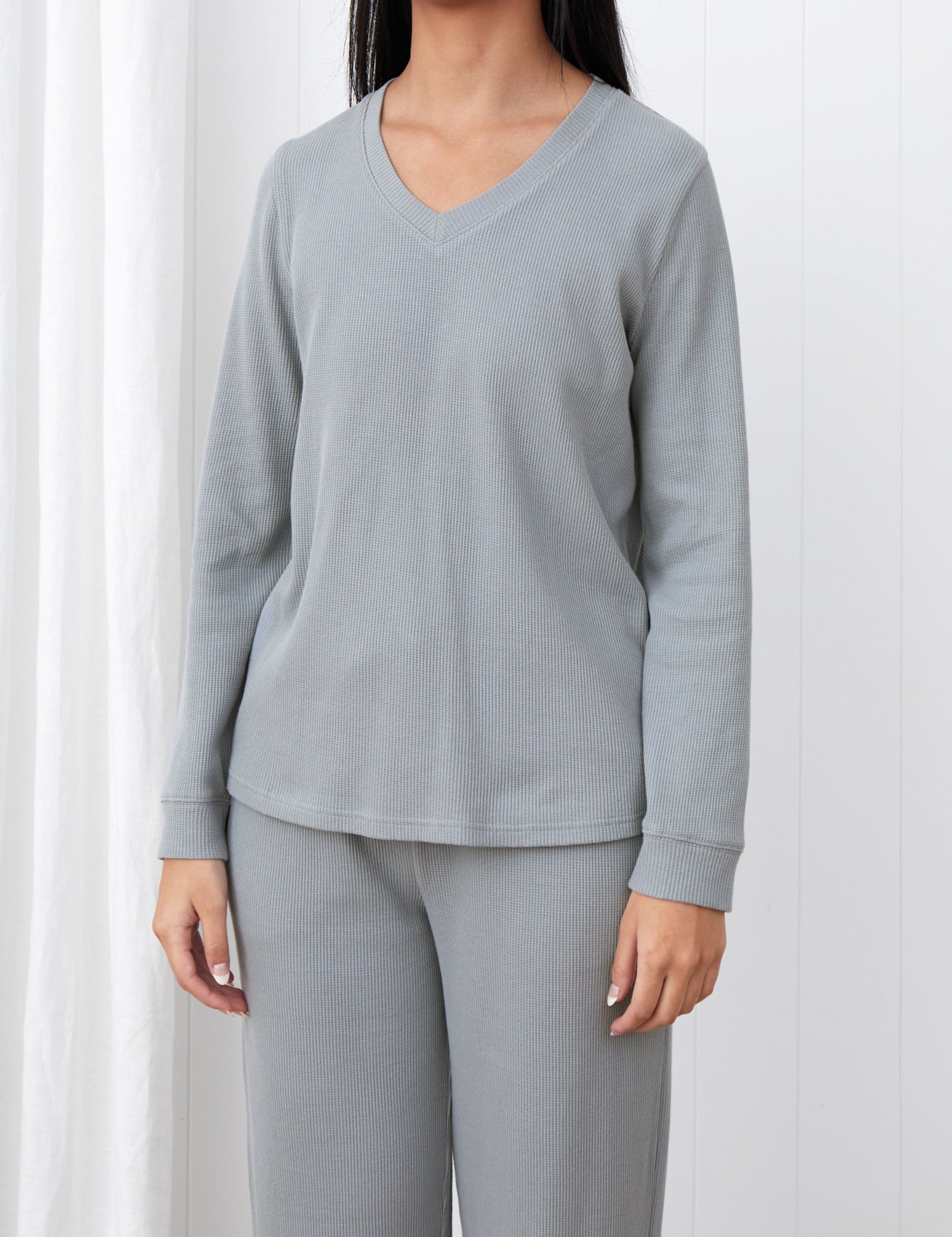 Balance Waffle Knit Long Sleeve Tee | Mist-1