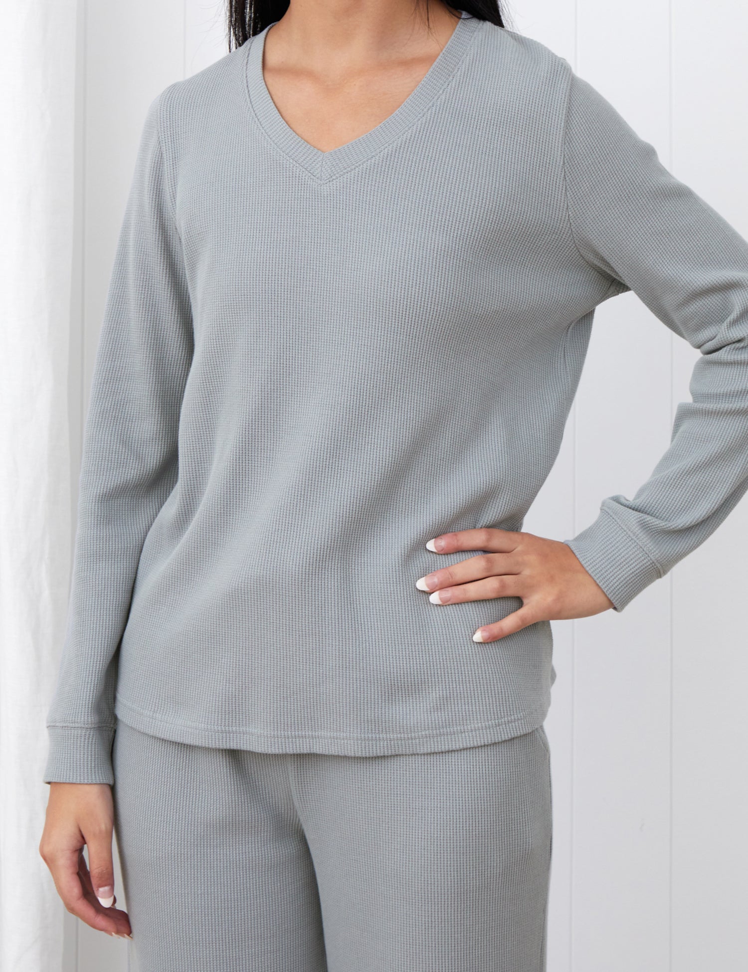 Balance Waffle Knit Long Sleeve Tee | Mist-3