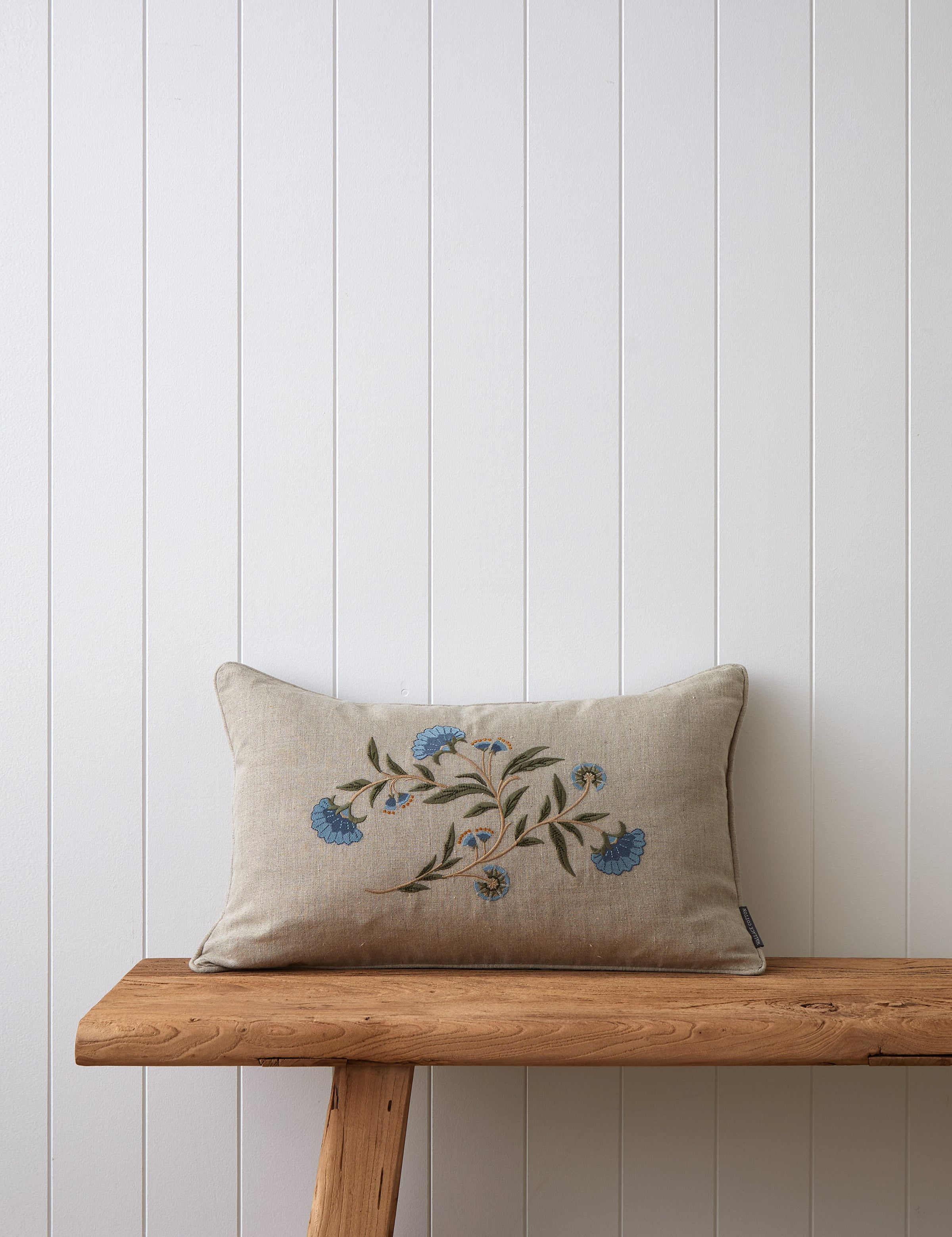 Ballad Embroidered Rectangle Cushion Cover | Natural-1