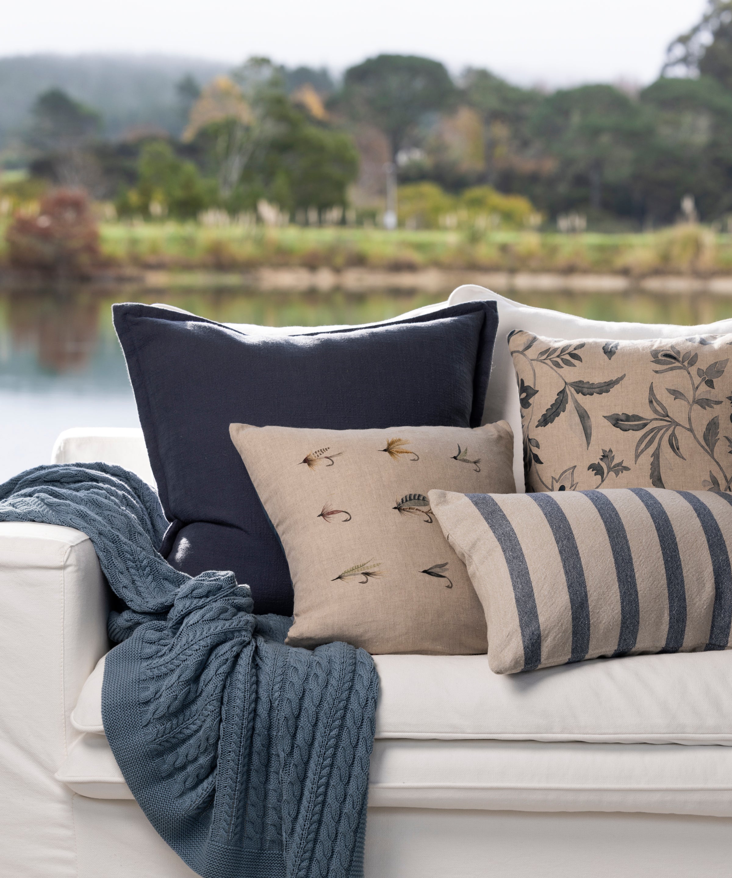 Barcelona Rectangle Cushion Cover | Blue Stripe-2