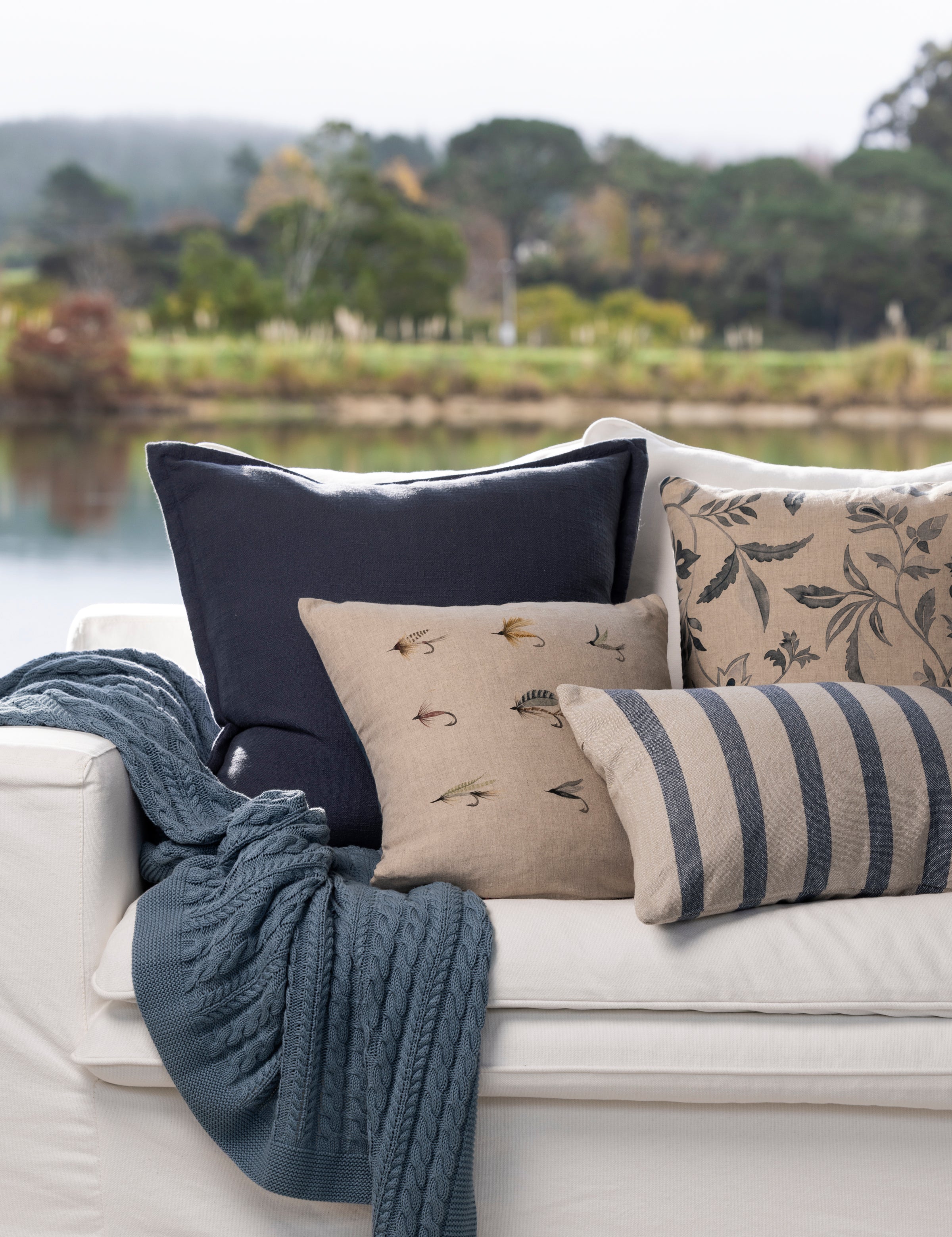 Barcelona Rectangle Cushion Cover | Blue Stripe-2