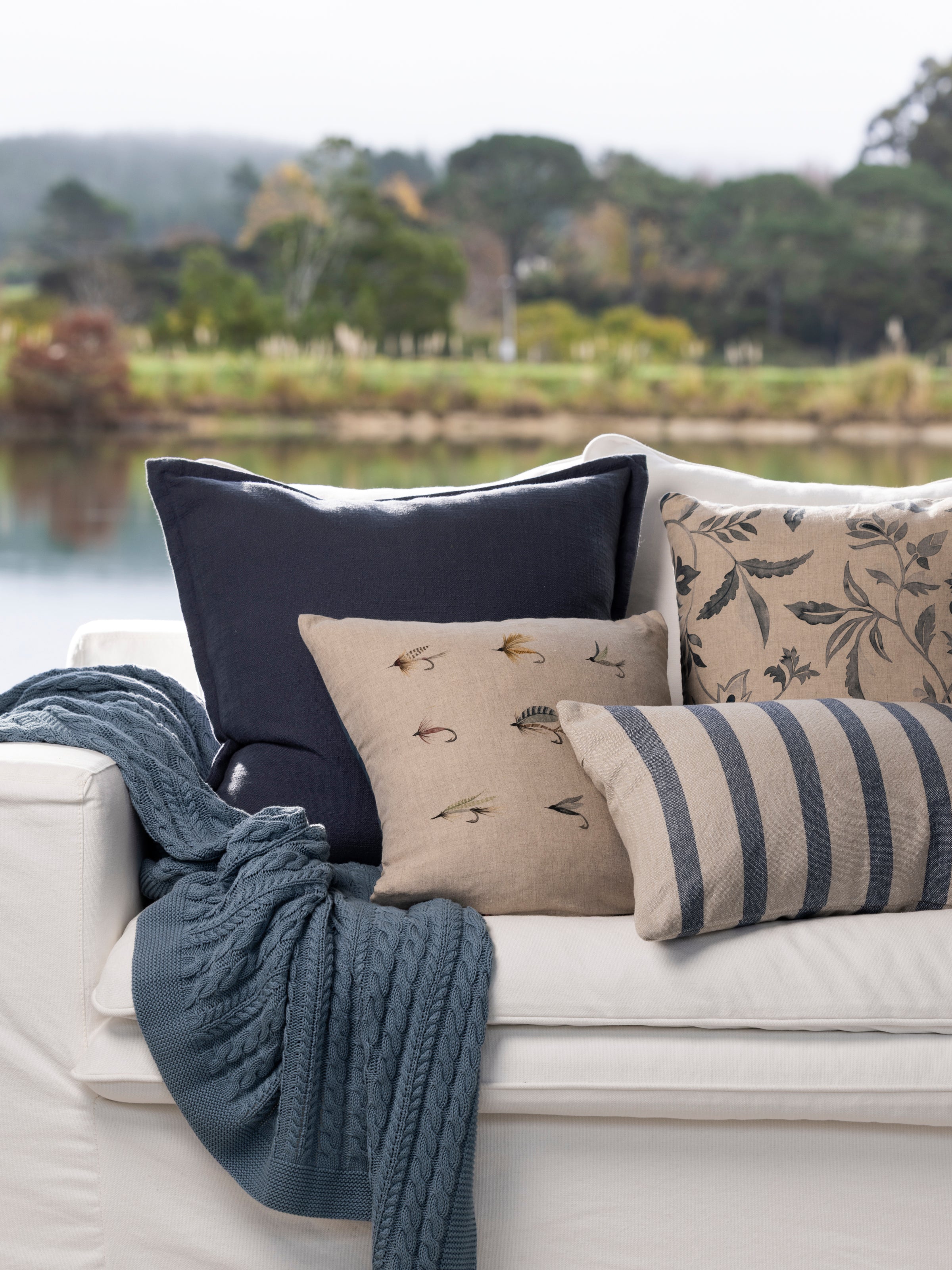 Barcelona Rectangle Cushion Cover | Blue Stripe-2