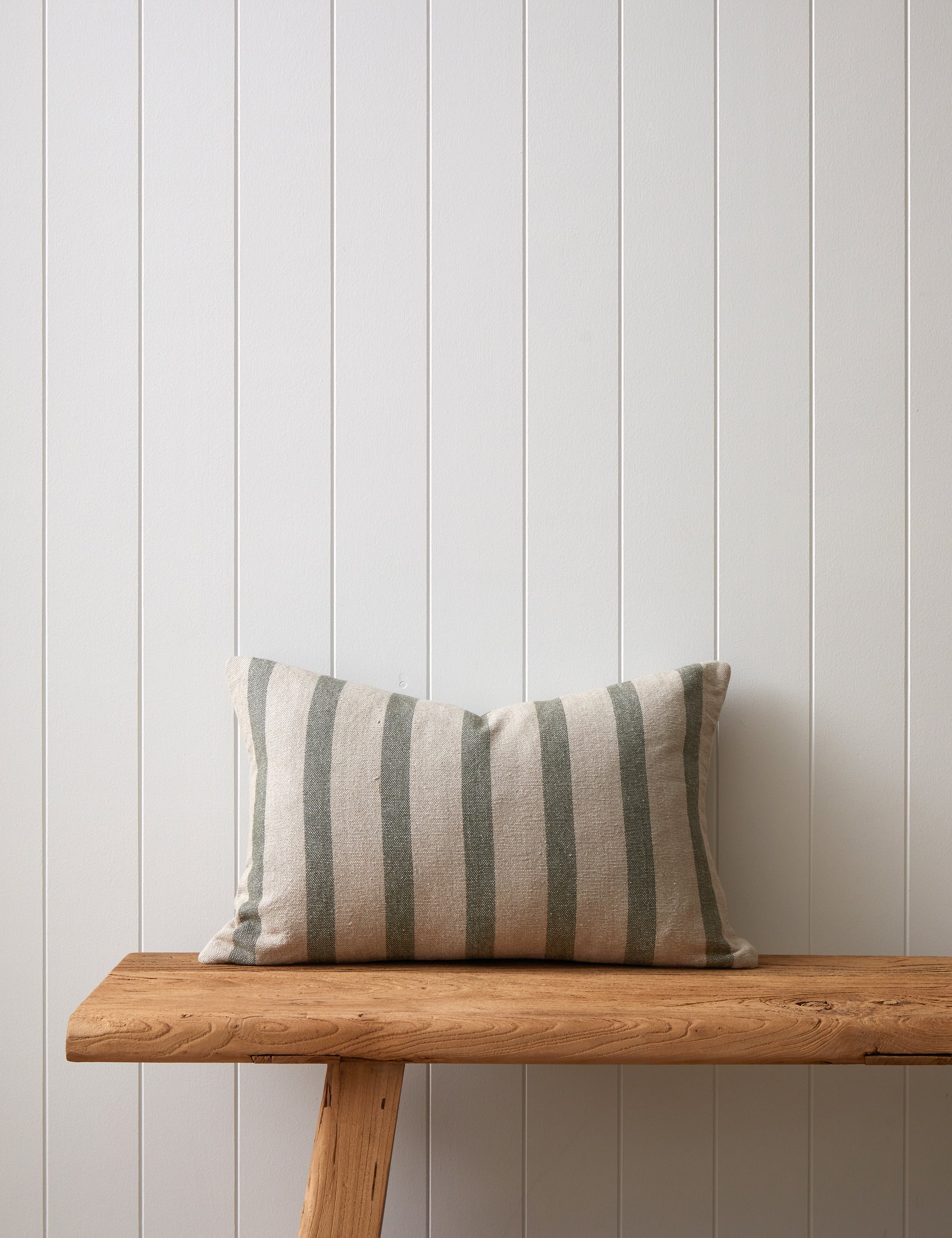 Barcelona Rectangle Cushion Cover | Olive Stripe-1