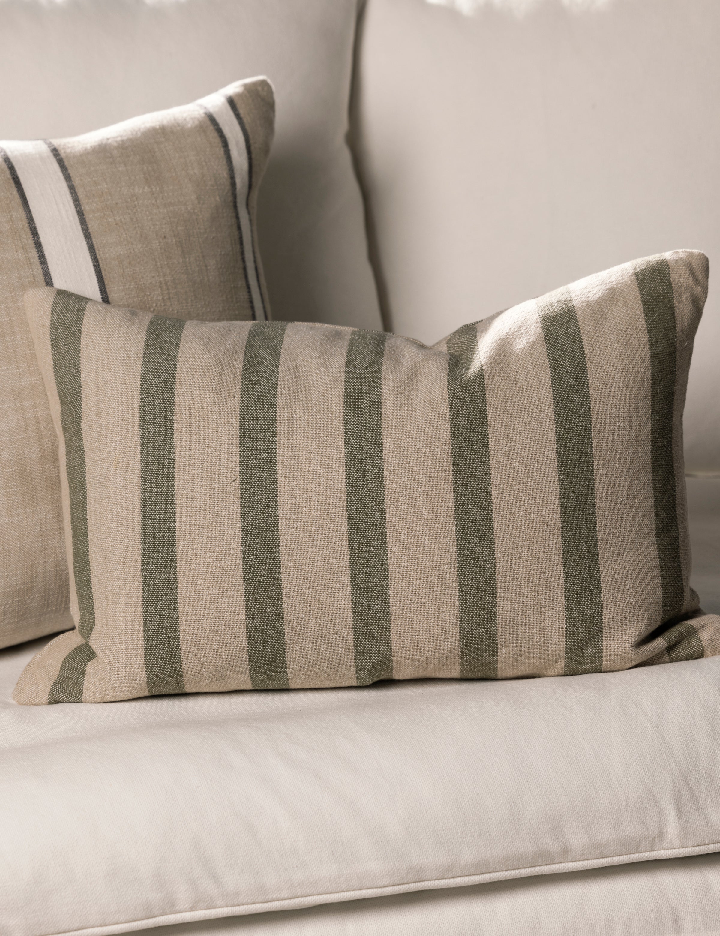 Barcelona Rectangle Cushion Cover | Olive Stripe-2