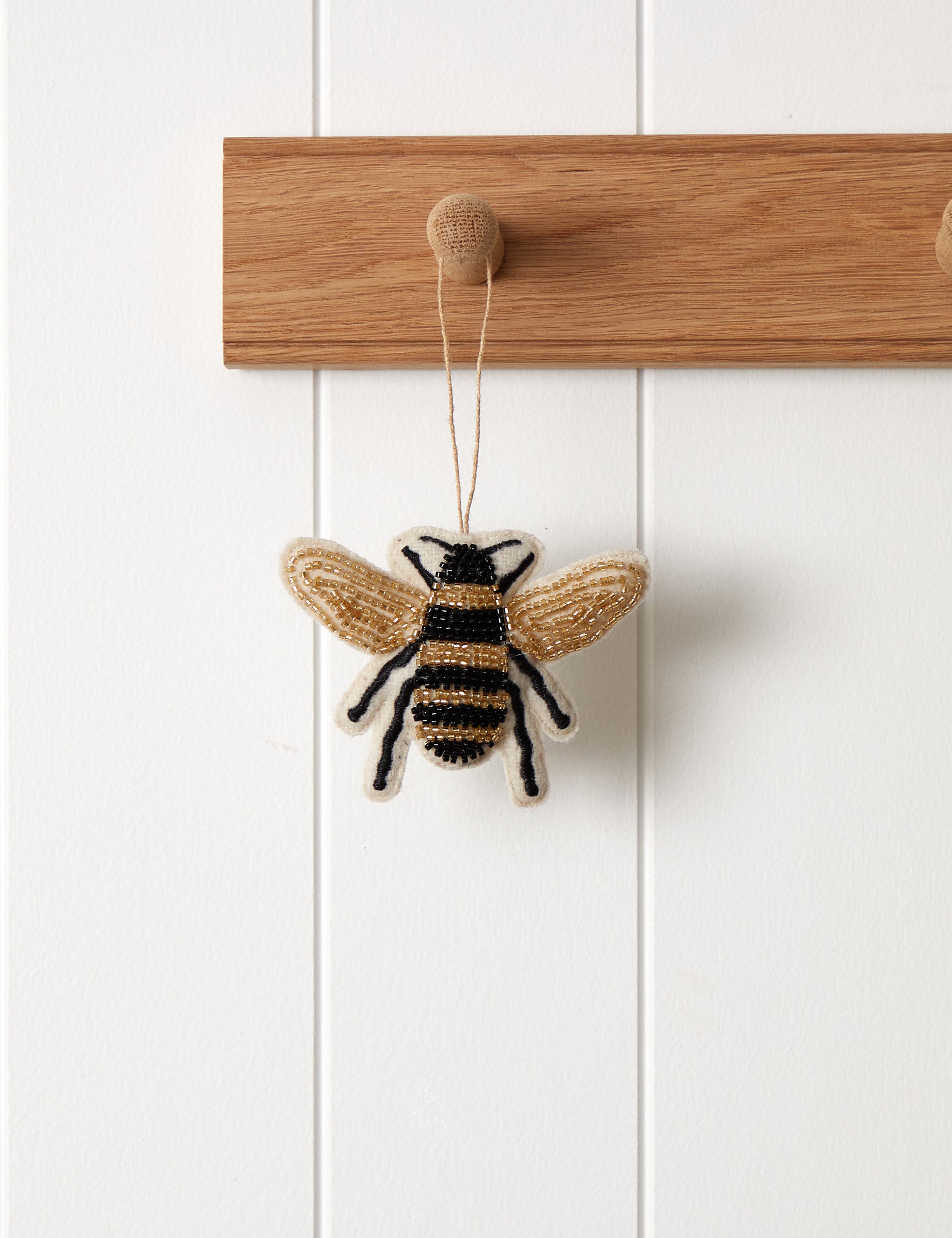 Bee Beaded Christmas Decoration | Black Gold-1