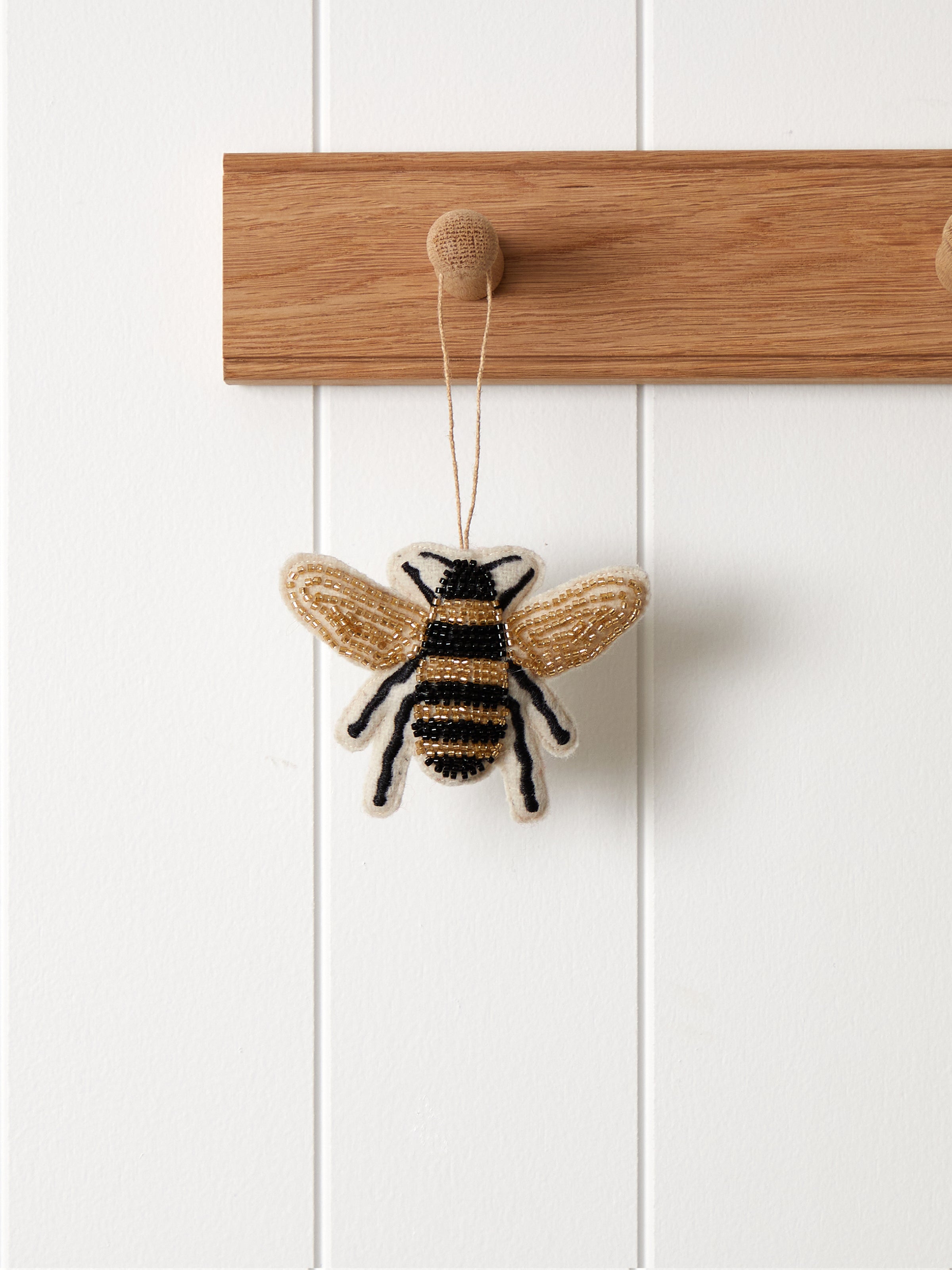 Bee Beaded Christmas Decoration | Black Gold-1