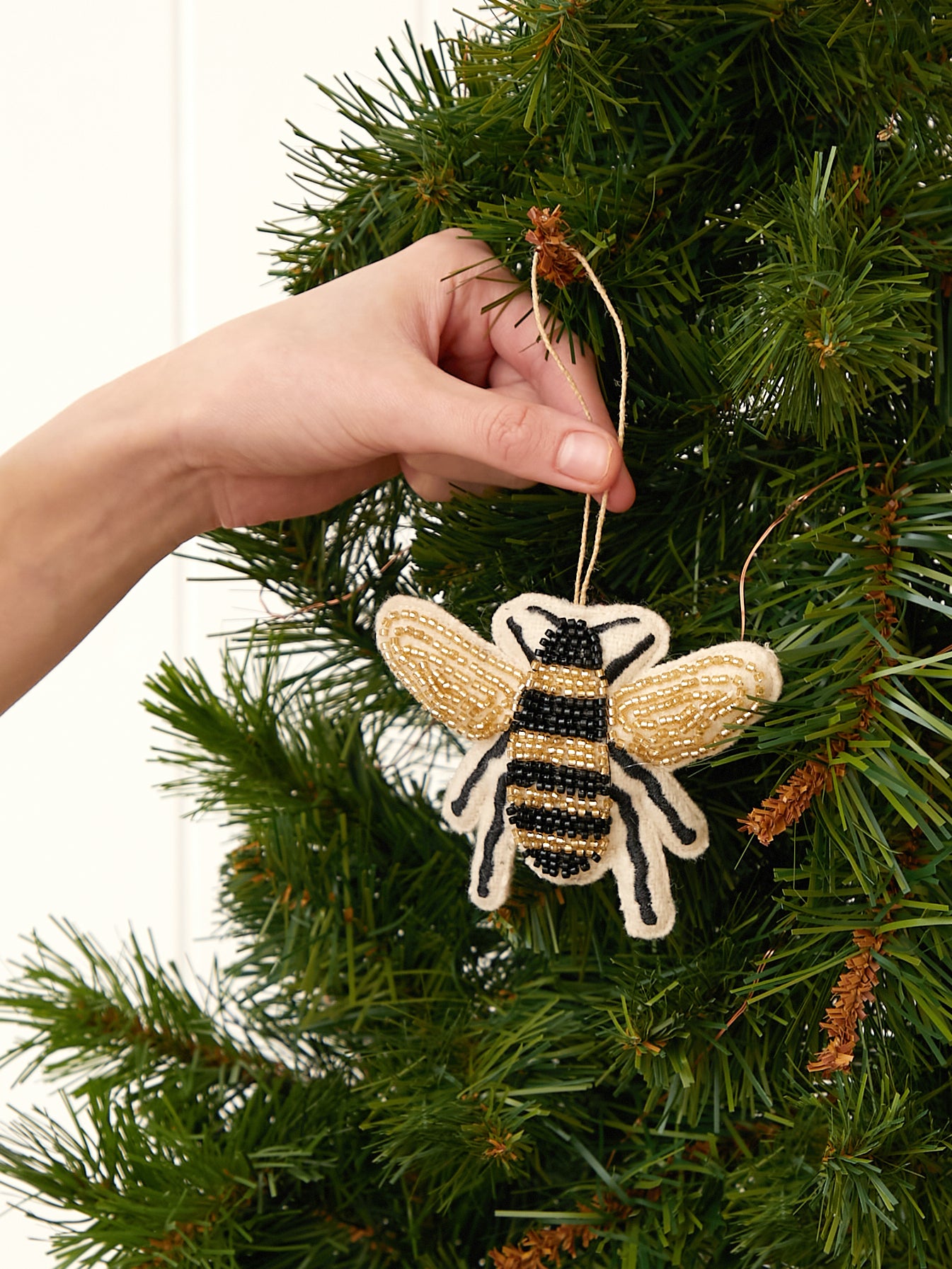 Bee Beaded Christmas Decoration | Black Gold-2