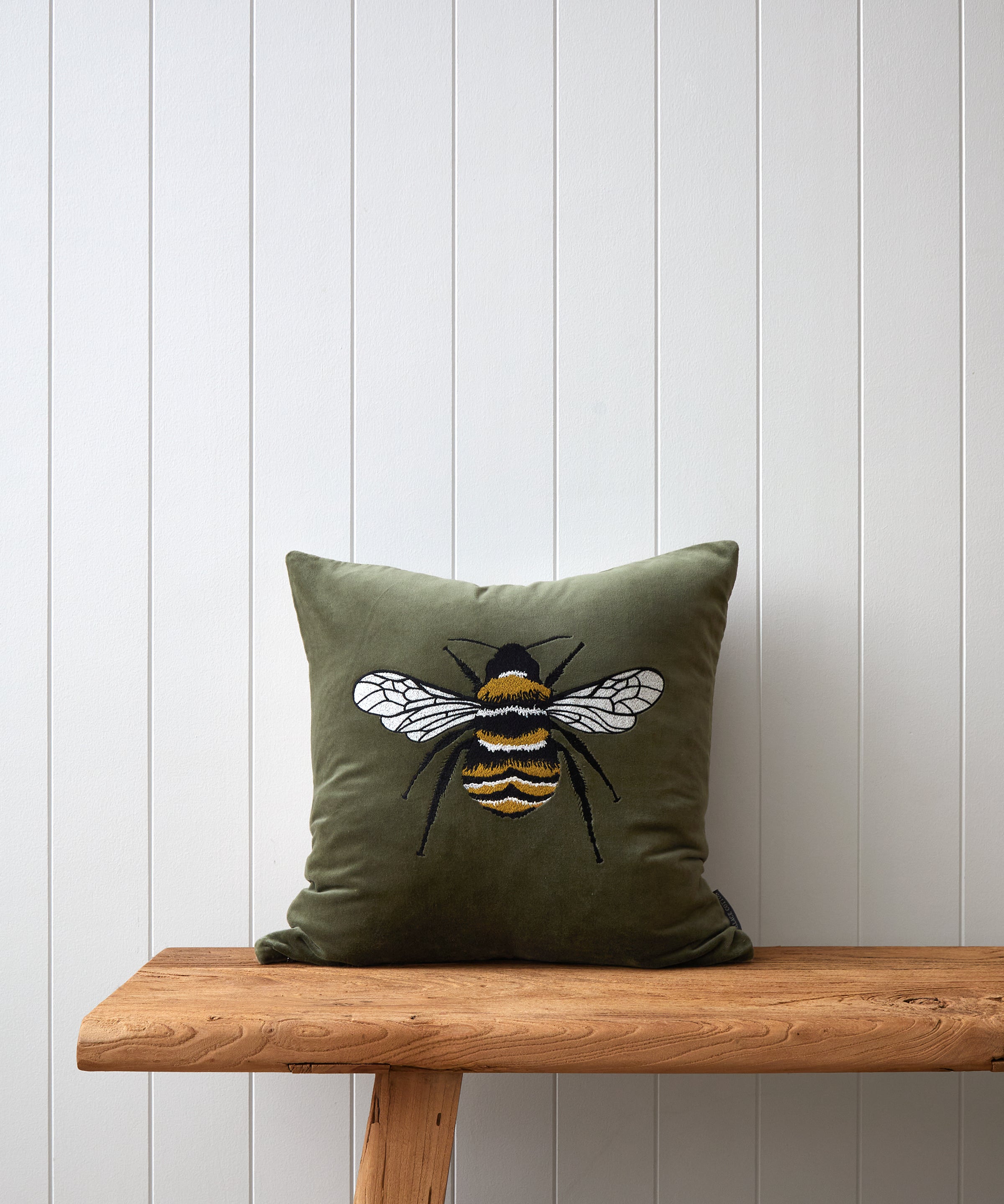 Bee Embroidered Square Cushion Cover | Multi-1