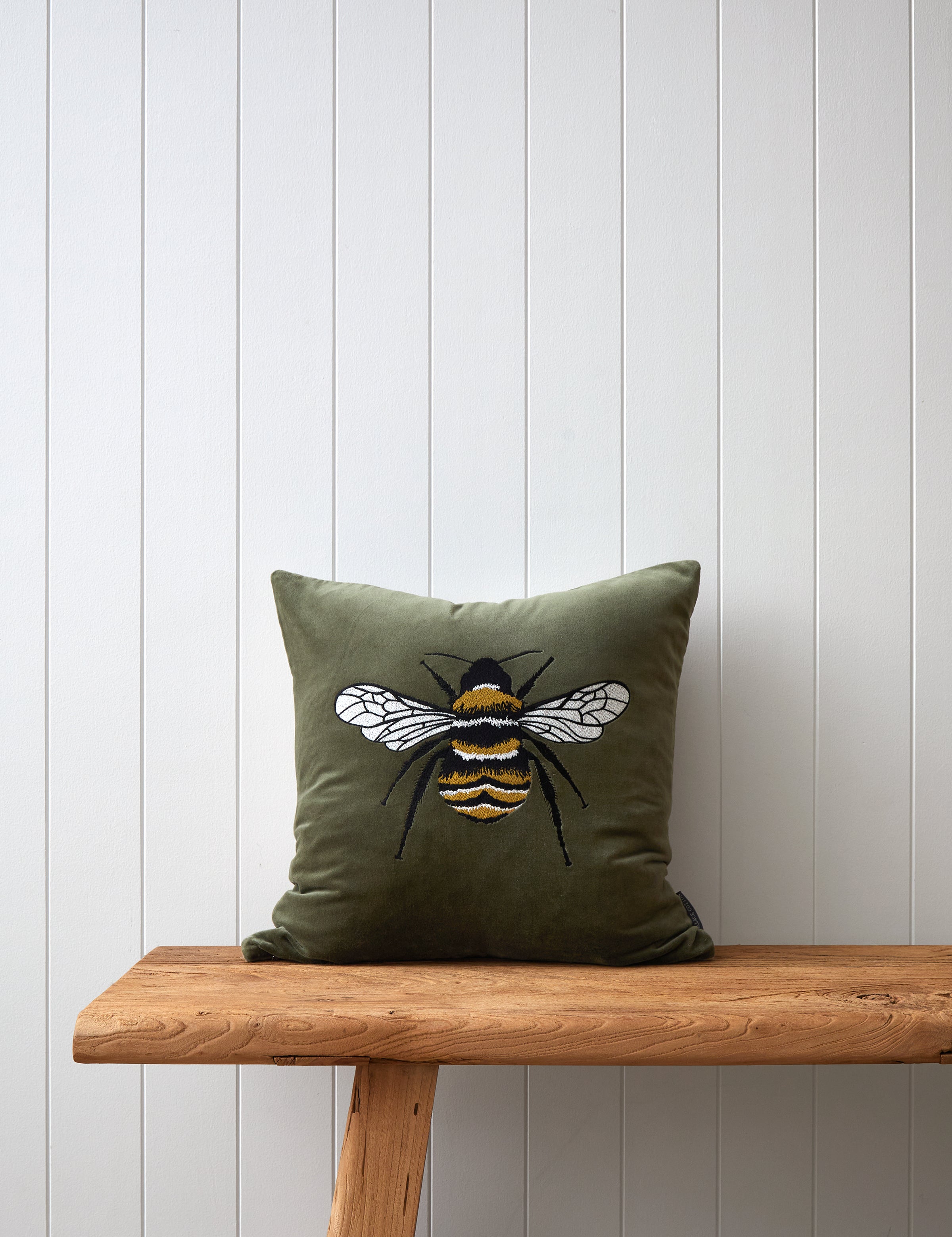 Bee Embroidered Square Cushion Cover | Multi-1