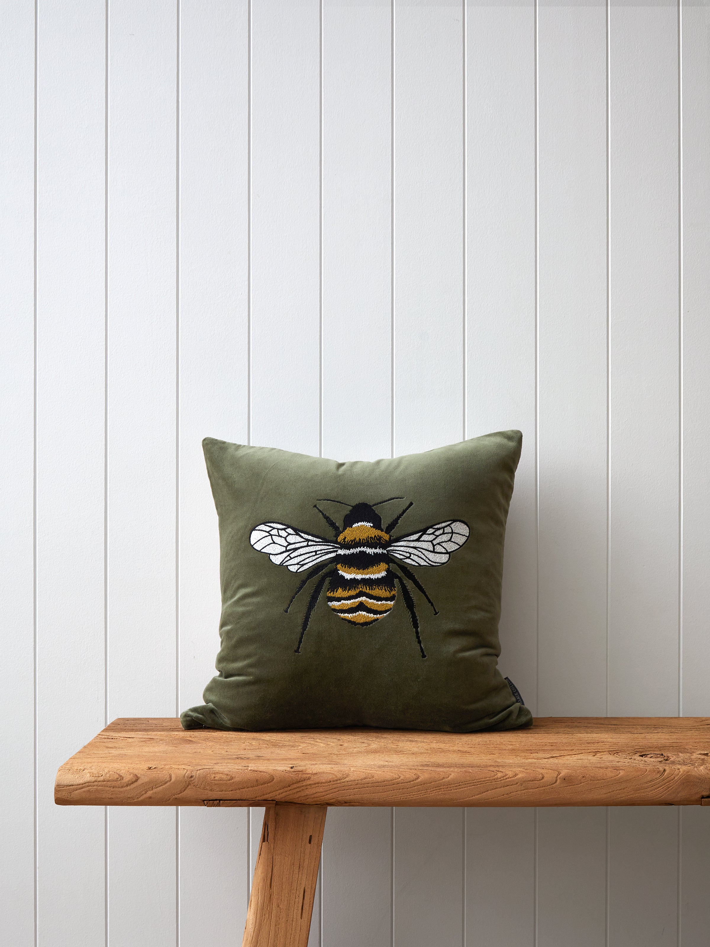 Bee Embroidered Square Cushion Cover | Multi-1