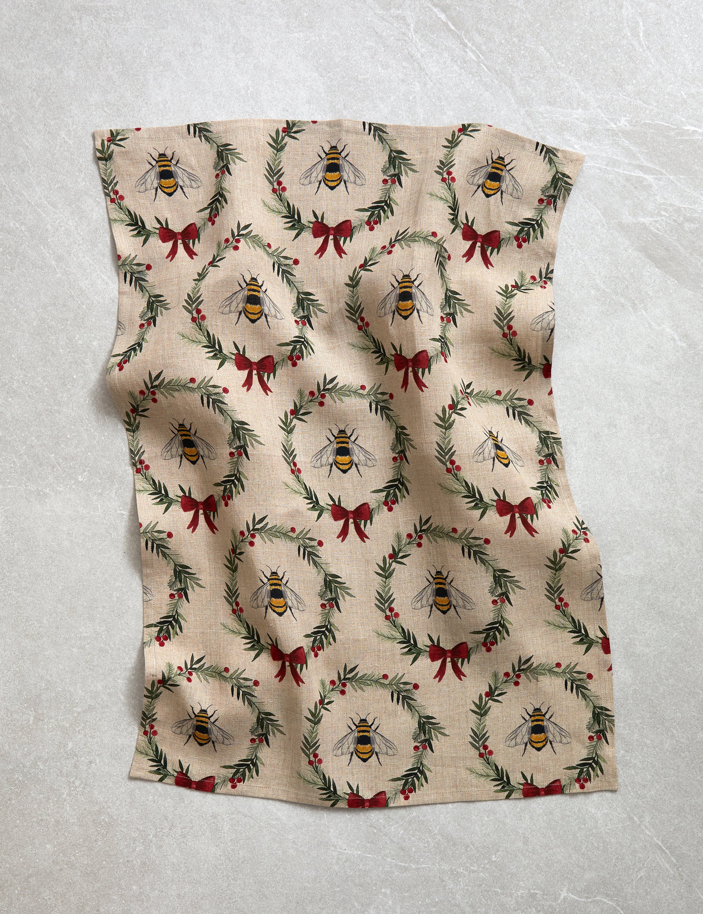 Bee Merry Linen Tea Towel | Multi-1