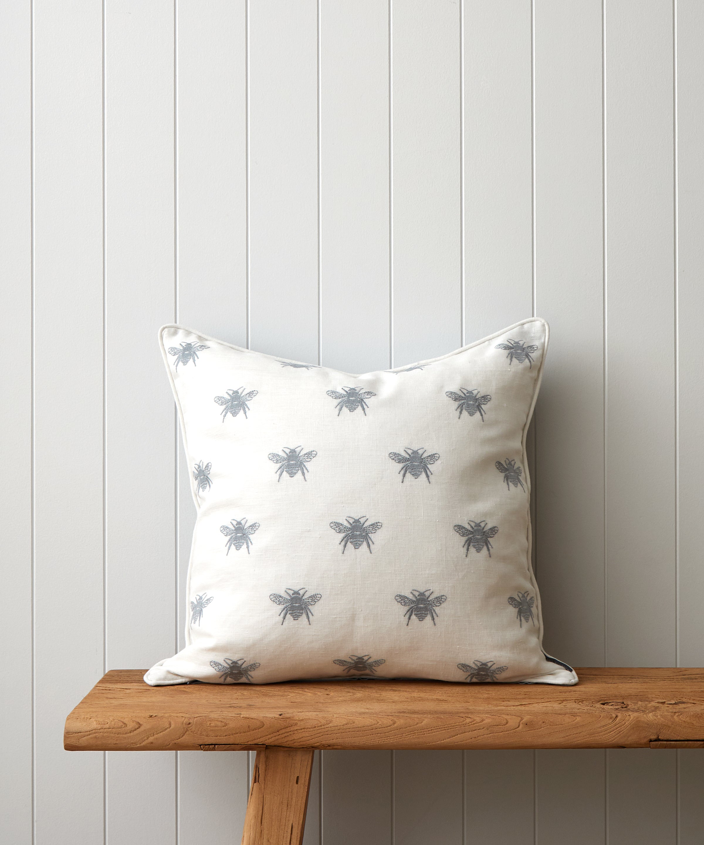 Bee Swarm Embroidered Large Square Cushion Cover | Blue-1