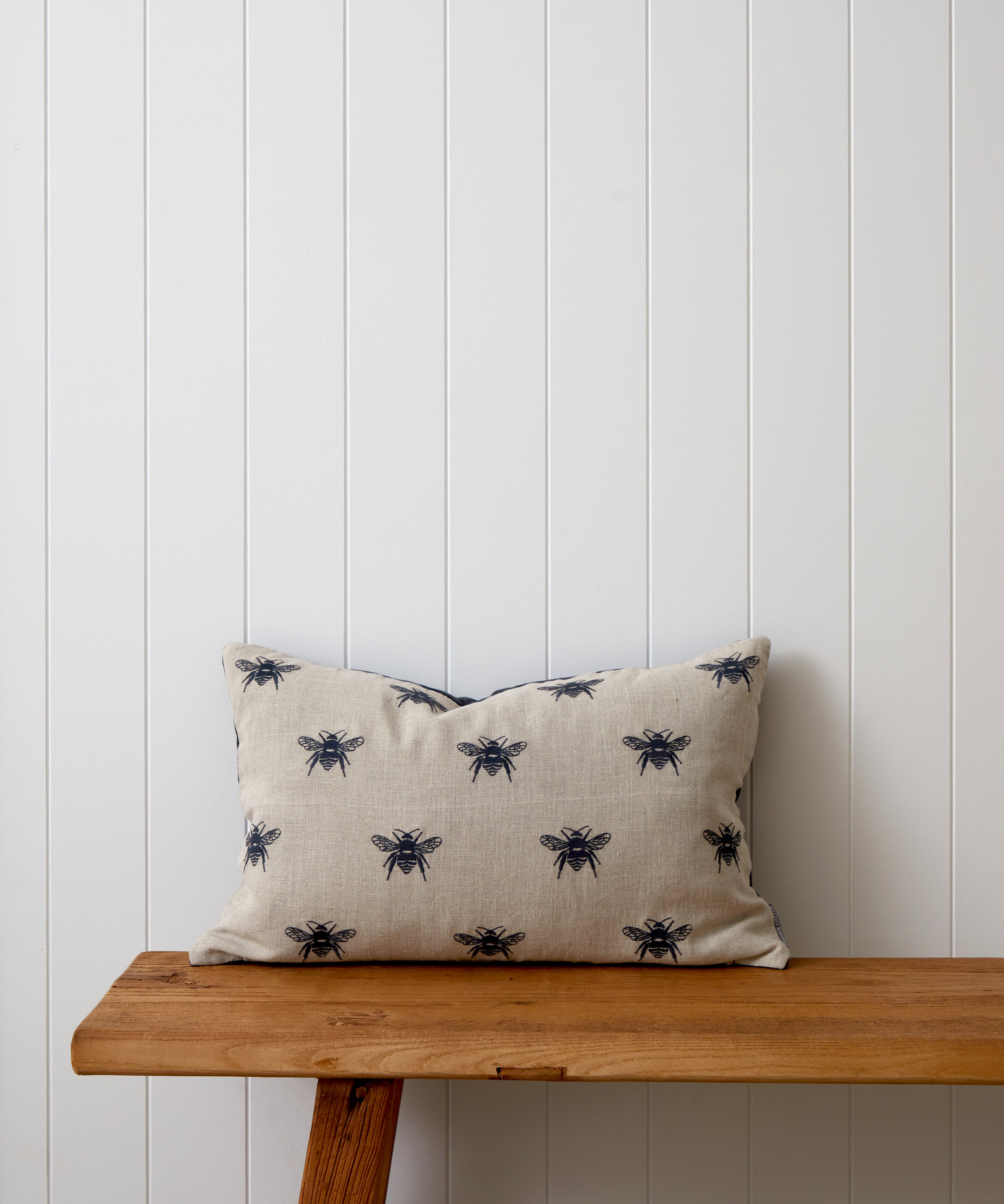 Bee Swarm Embroidered Rectangle Cushion Cover | Midnight-1
