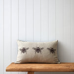 Bee Trio Embroidered Rectangle Cushion Cover | Natural Cocoa-1