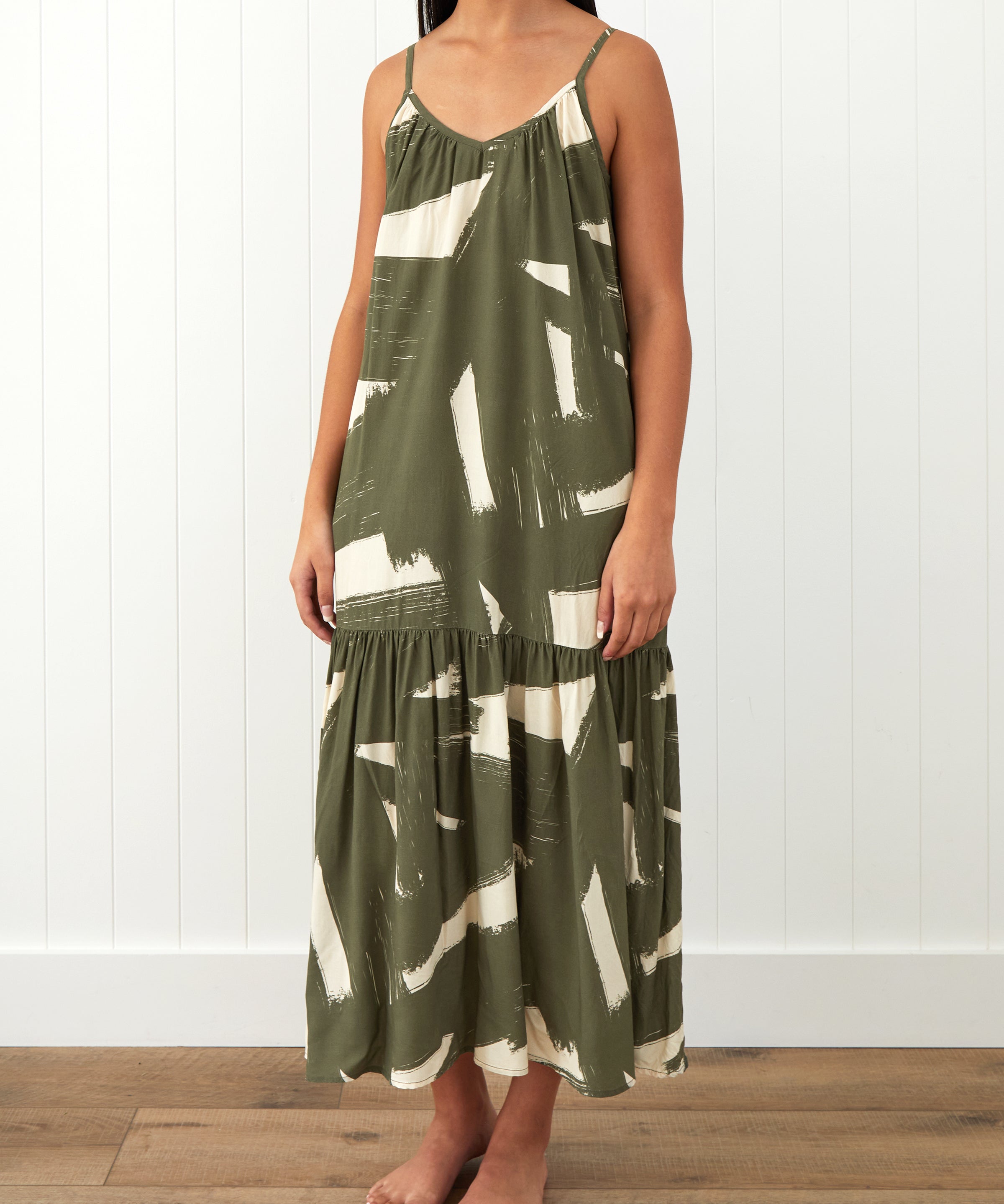 Belize Modal Strappy Dress | Olive Natural-1