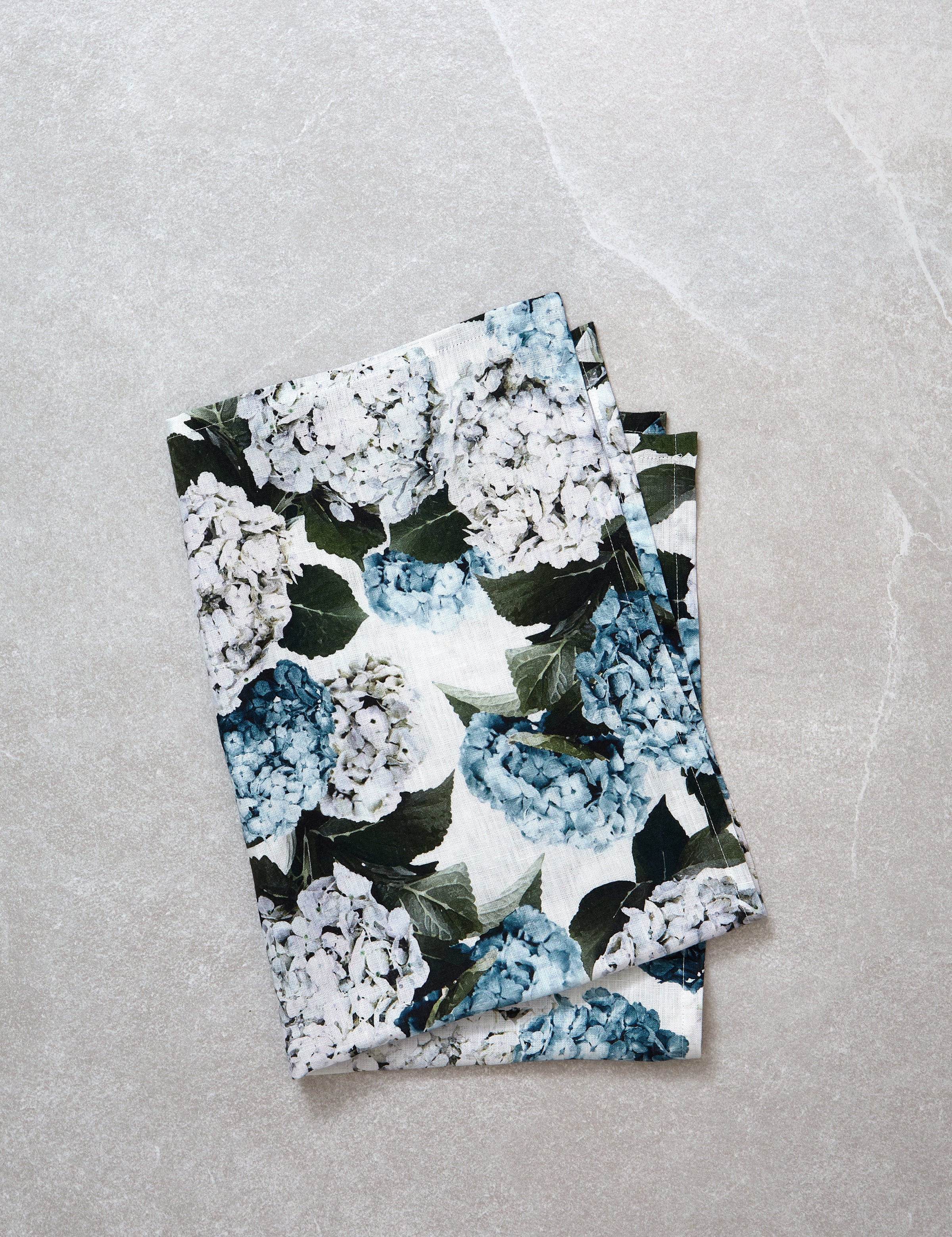 Beloved Hydrangea Linen Tea Towel | Blue Floral-1