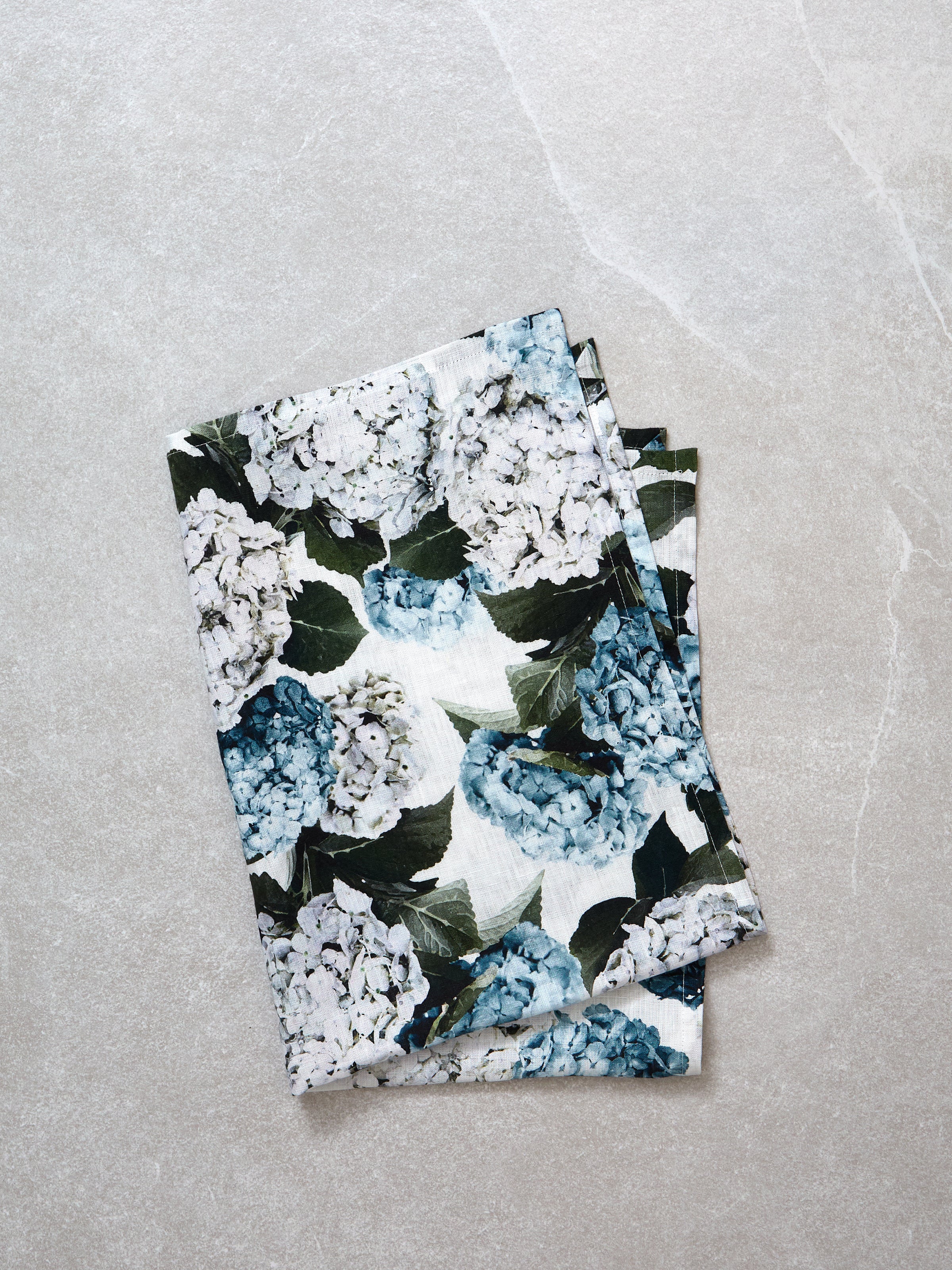 Beloved Hydrangea Linen Tea Towel | Blue Floral-1