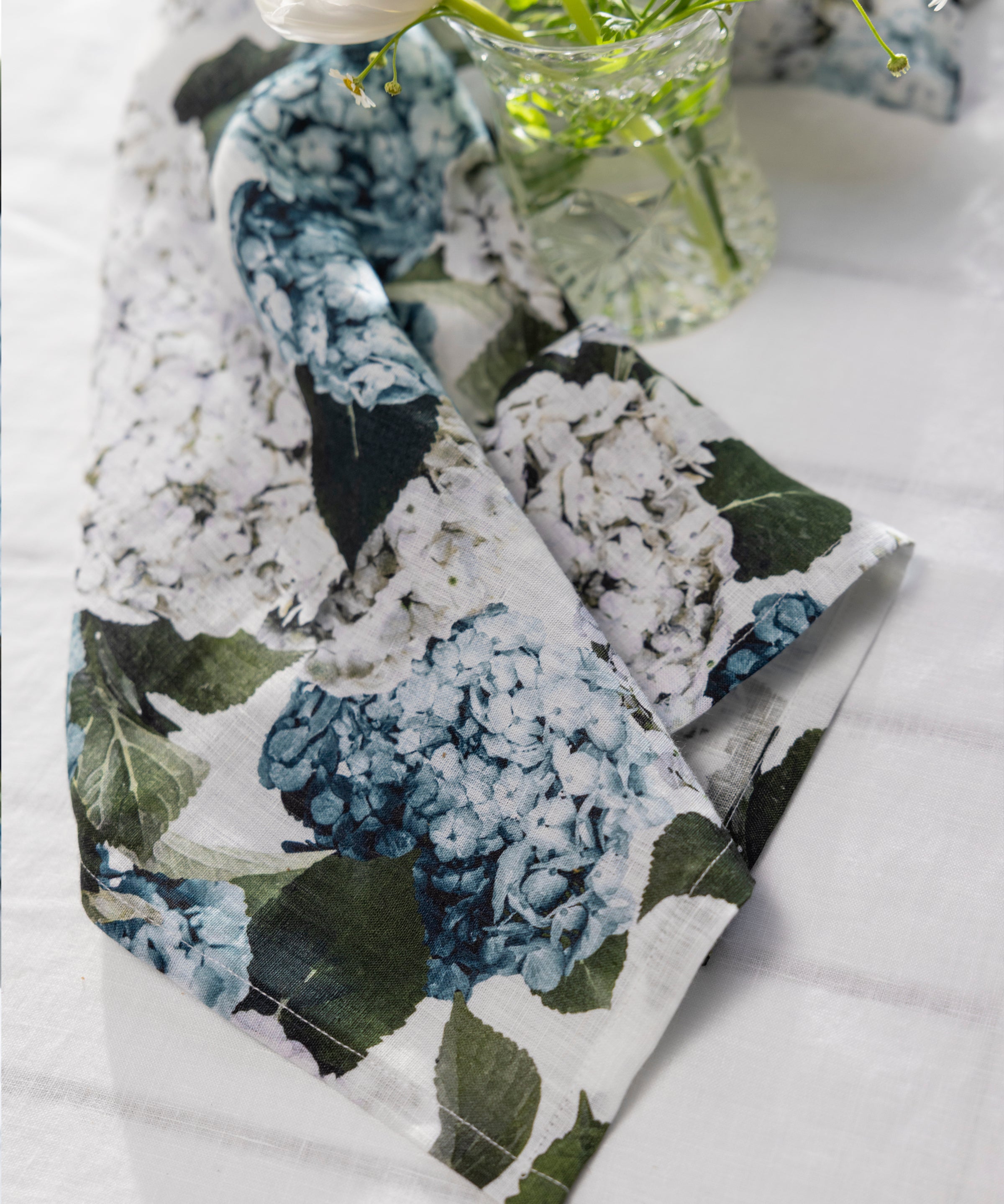Beloved Hydrangea Linen Tea Towel | Blue Floral-2